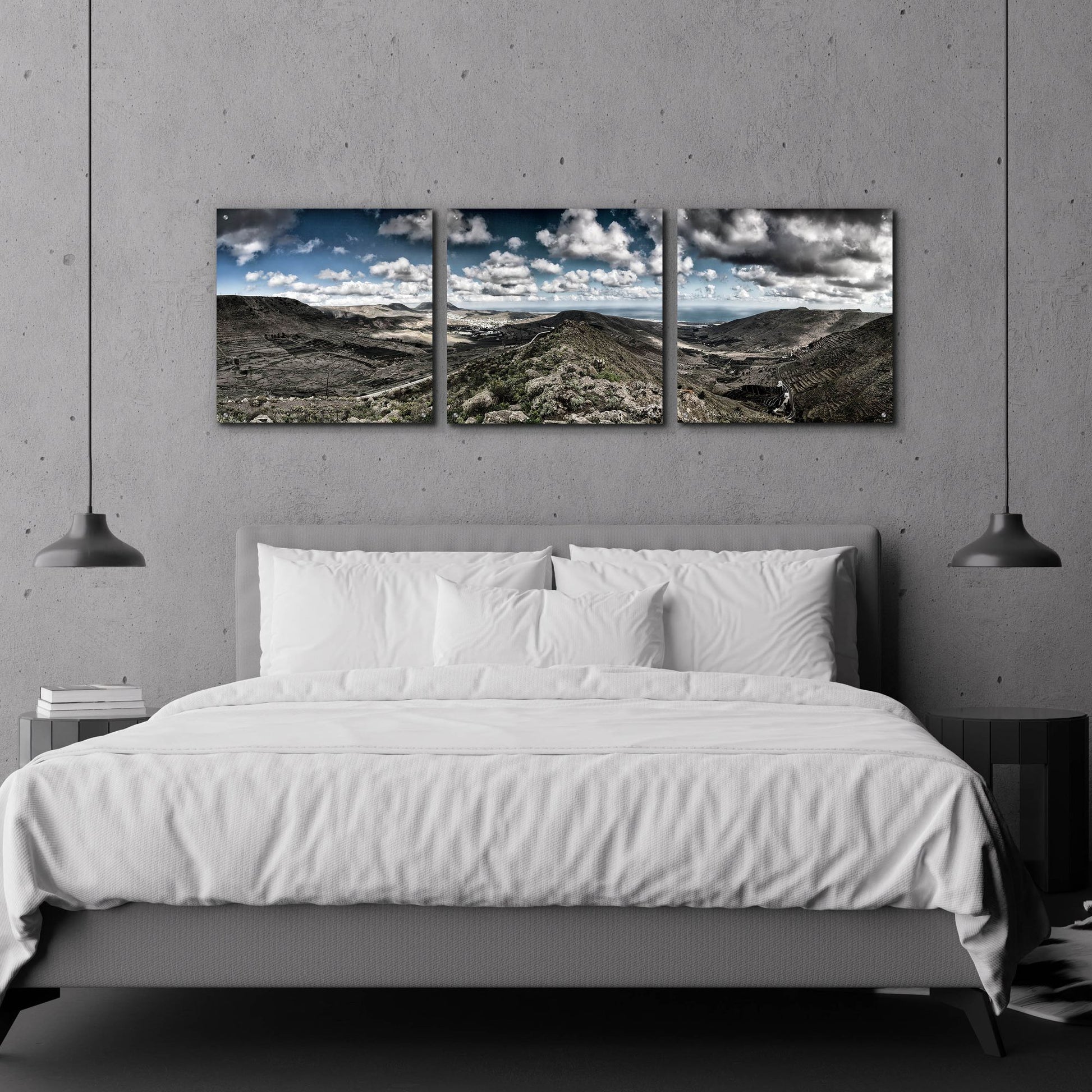 Epic Art 'Panorama Lanzarote' by Istvan Nagy, Acrylic Glass Wall Art, 3 Piece Set,72x24