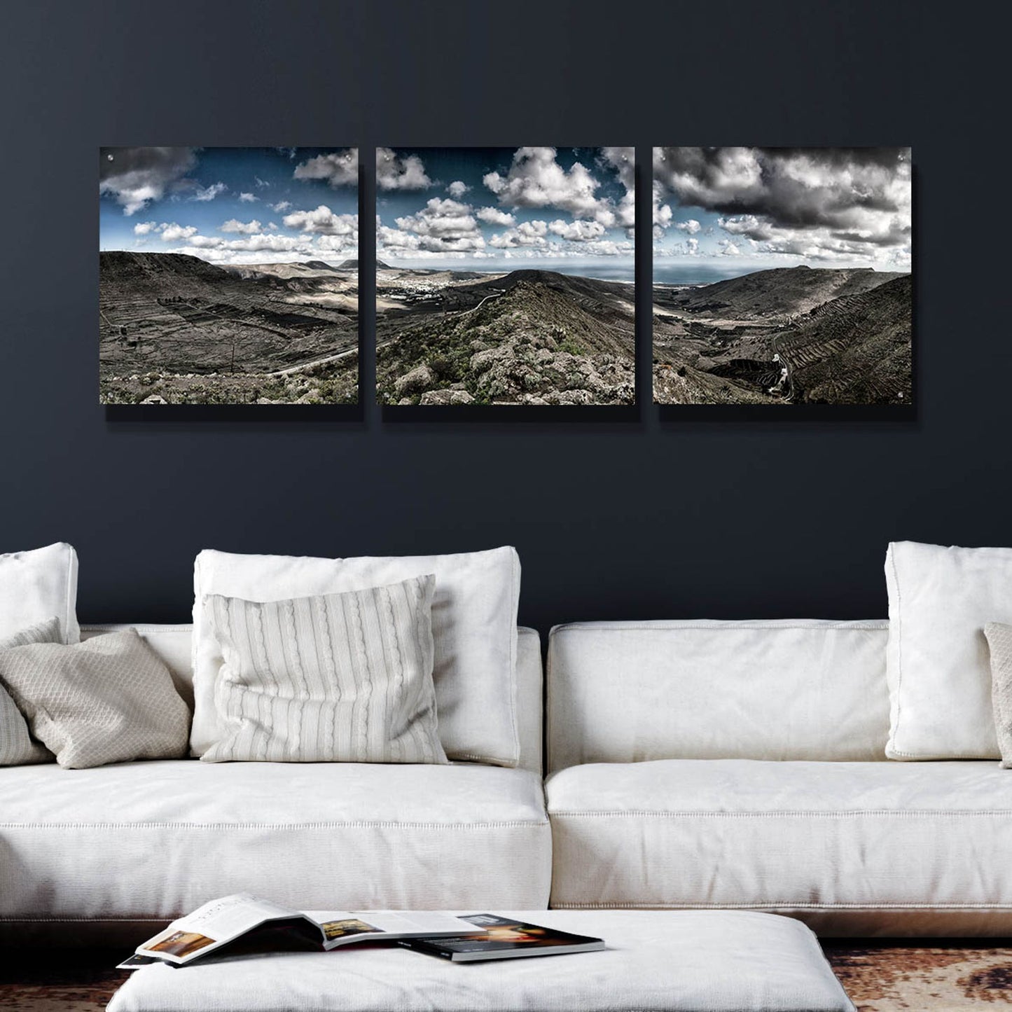 Epic Art 'Panorama Lanzarote' by Istvan Nagy, Acrylic Glass Wall Art, 3 Piece Set,72x24