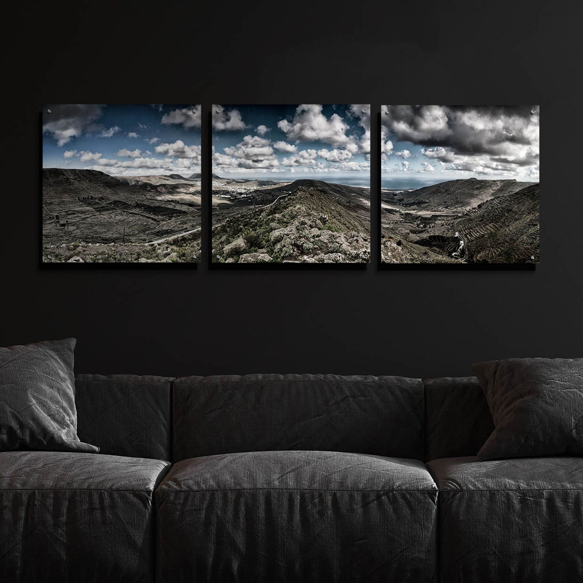 Epic Art 'Panorama Lanzarote' by Istvan Nagy, Acrylic Glass Wall Art, 3 Piece Set,72x24