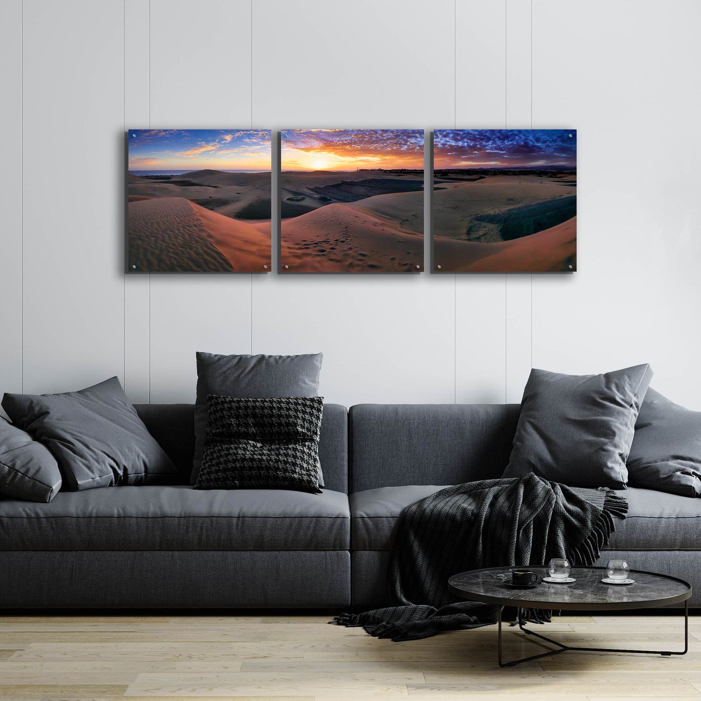 Epic Art 'Panorama Maspalomas Dunes' by Istvan Nagy, Acrylic Glass Wall Art, 3 Piece Set,72x24