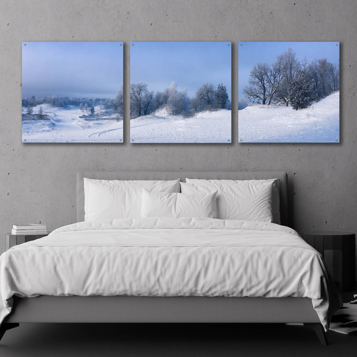 Epic Art 'Panorama Winter Dunes' by Istvan Nagy, Acrylic Glass Wall Art, 3 Piece Set,108x36