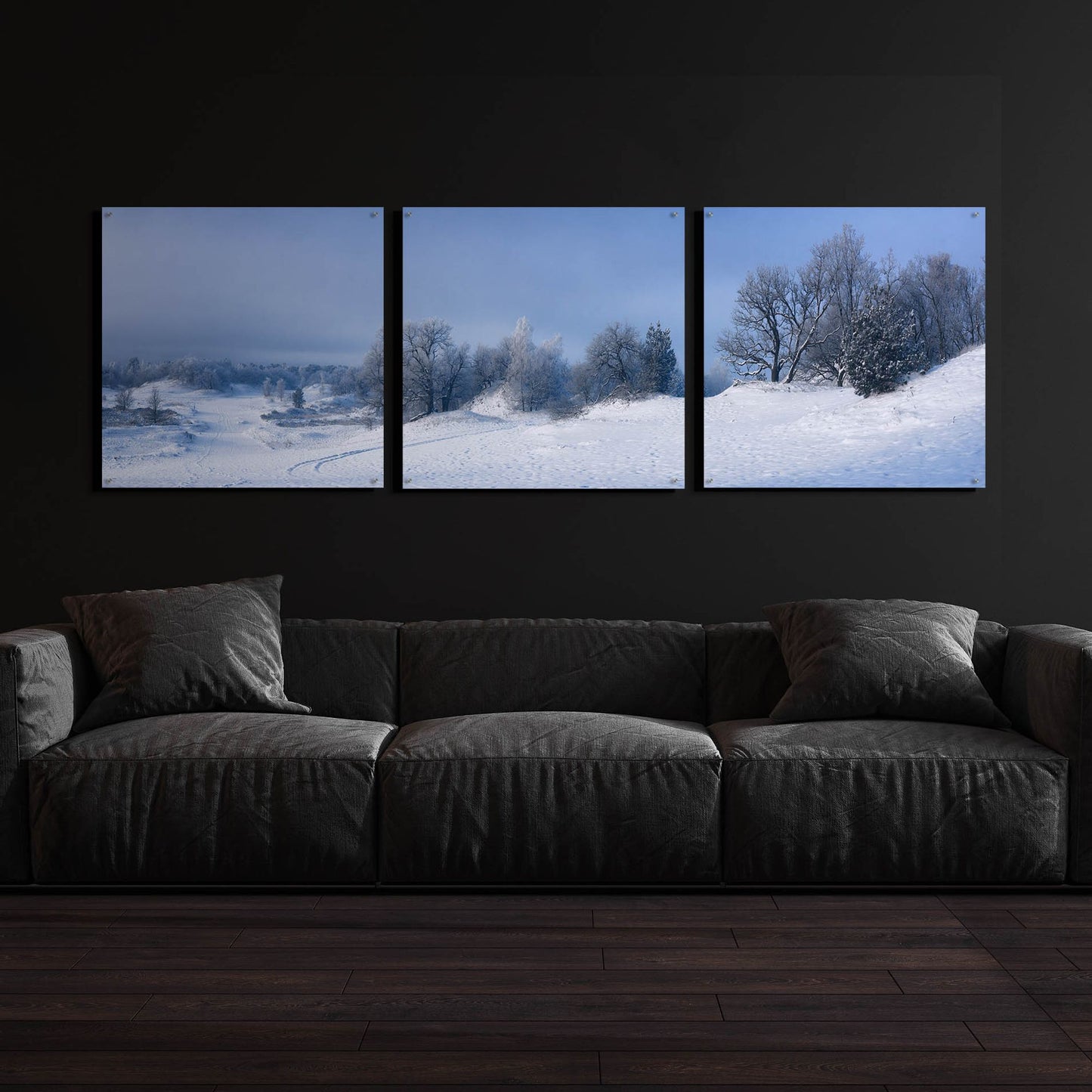 Epic Art 'Panorama Winter Dunes' by Istvan Nagy, Acrylic Glass Wall Art, 3 Piece Set,108x36