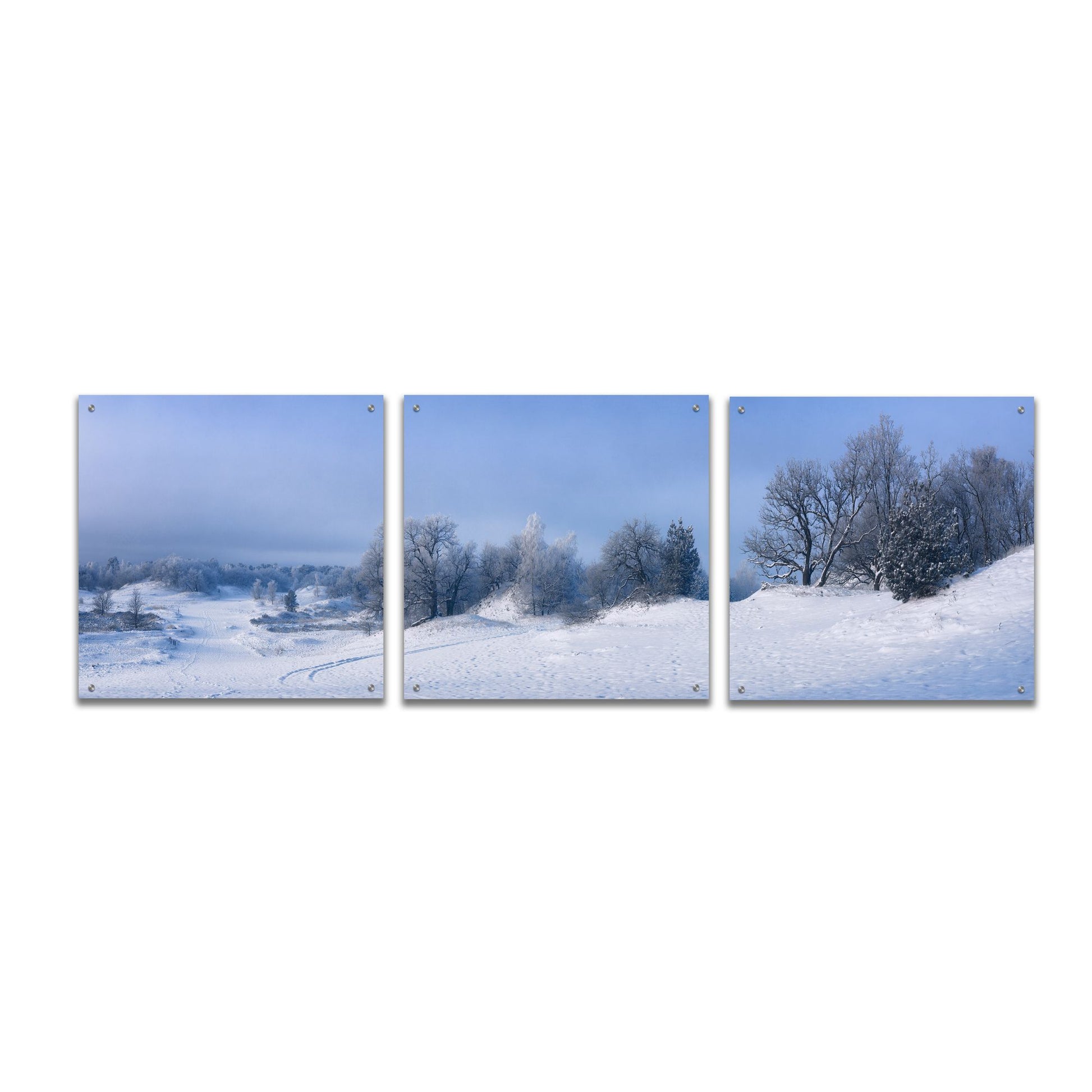 Epic Art 'Panorama Winter Dunes' by Istvan Nagy, Acrylic Glass Wall Art, 3 Piece Set