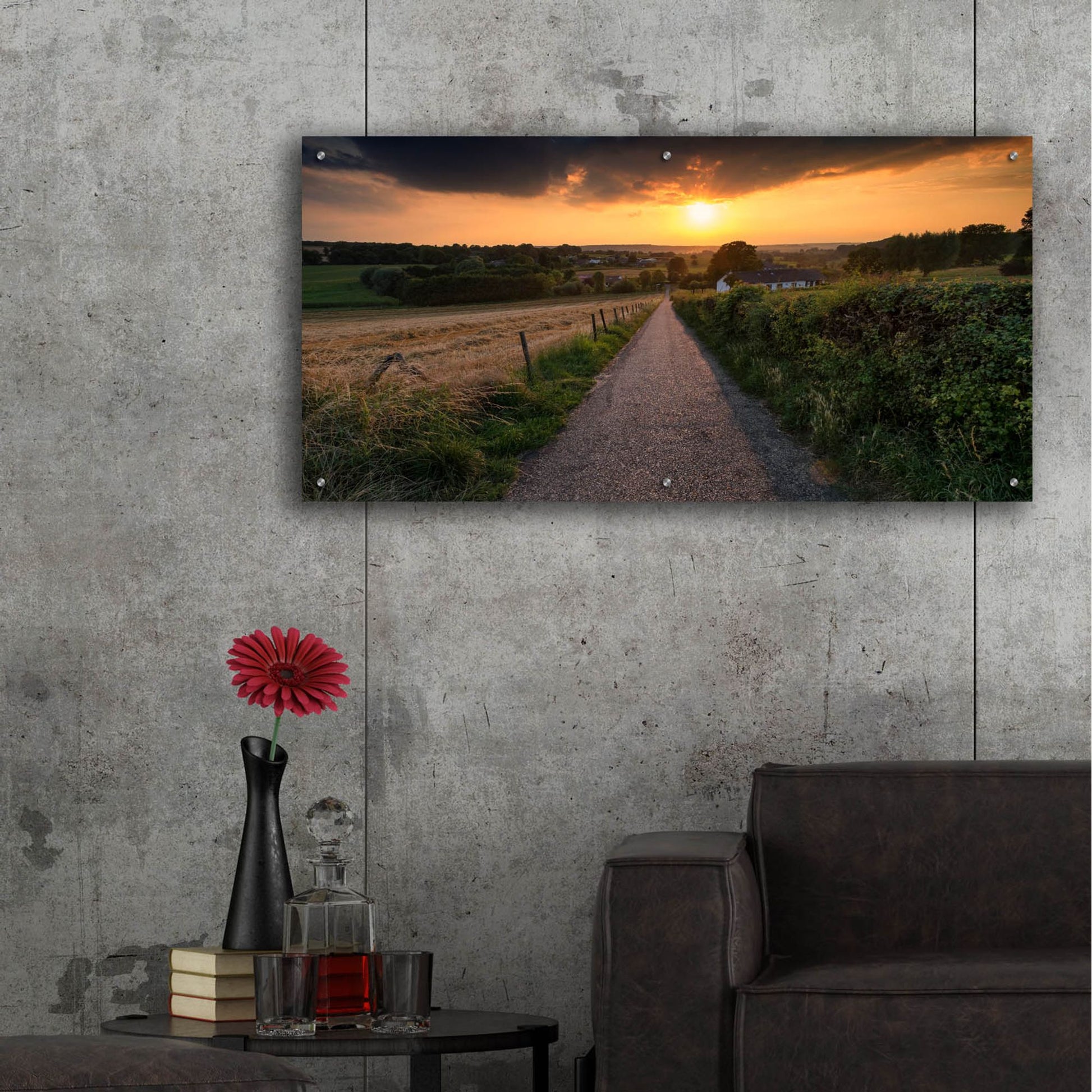 Epic Art 'Road To Sunset Valley' by Istvan Nagy, Acrylic Glass Wall Art,48x24