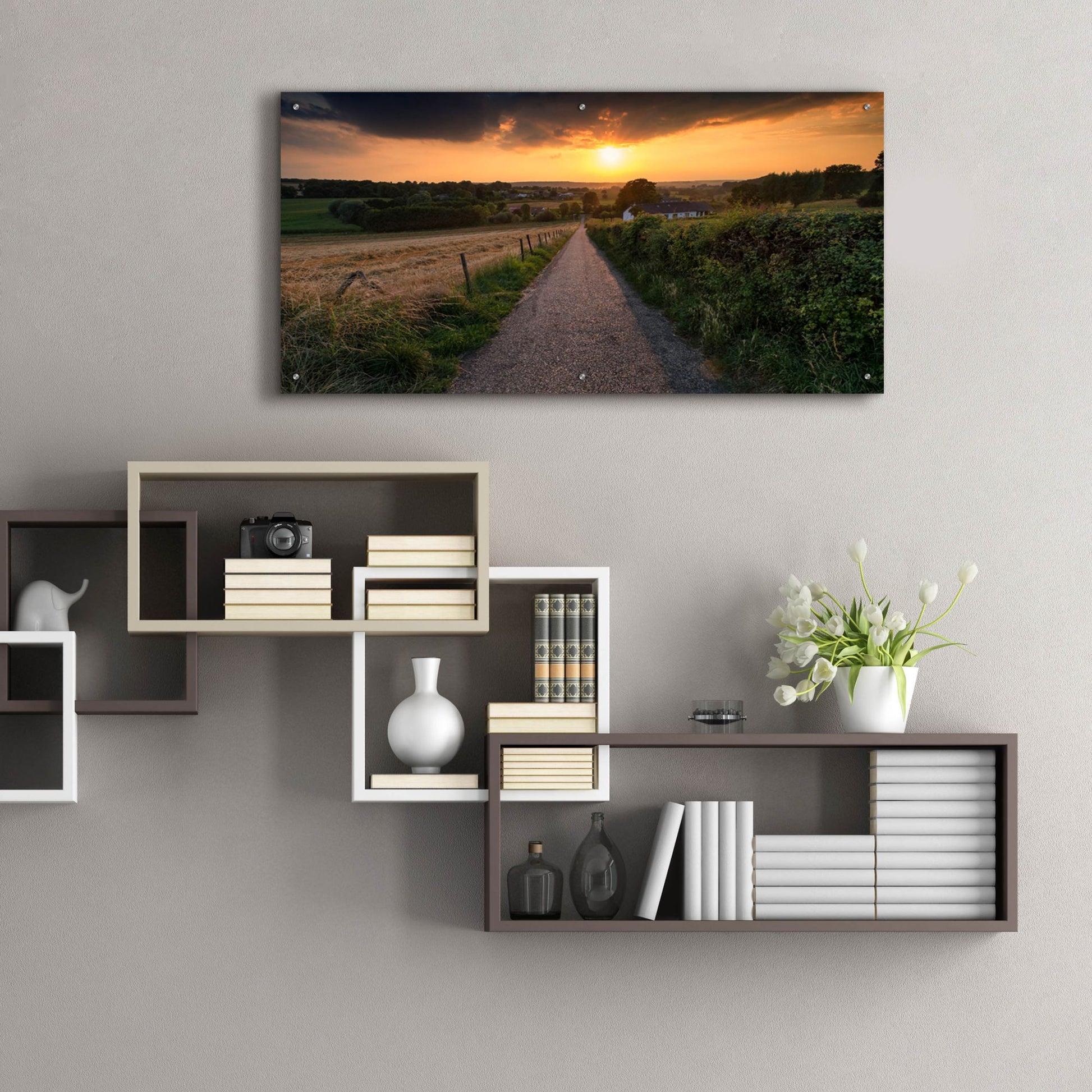 Epic Art 'Road To Sunset Valley' by Istvan Nagy, Acrylic Glass Wall Art,48x24