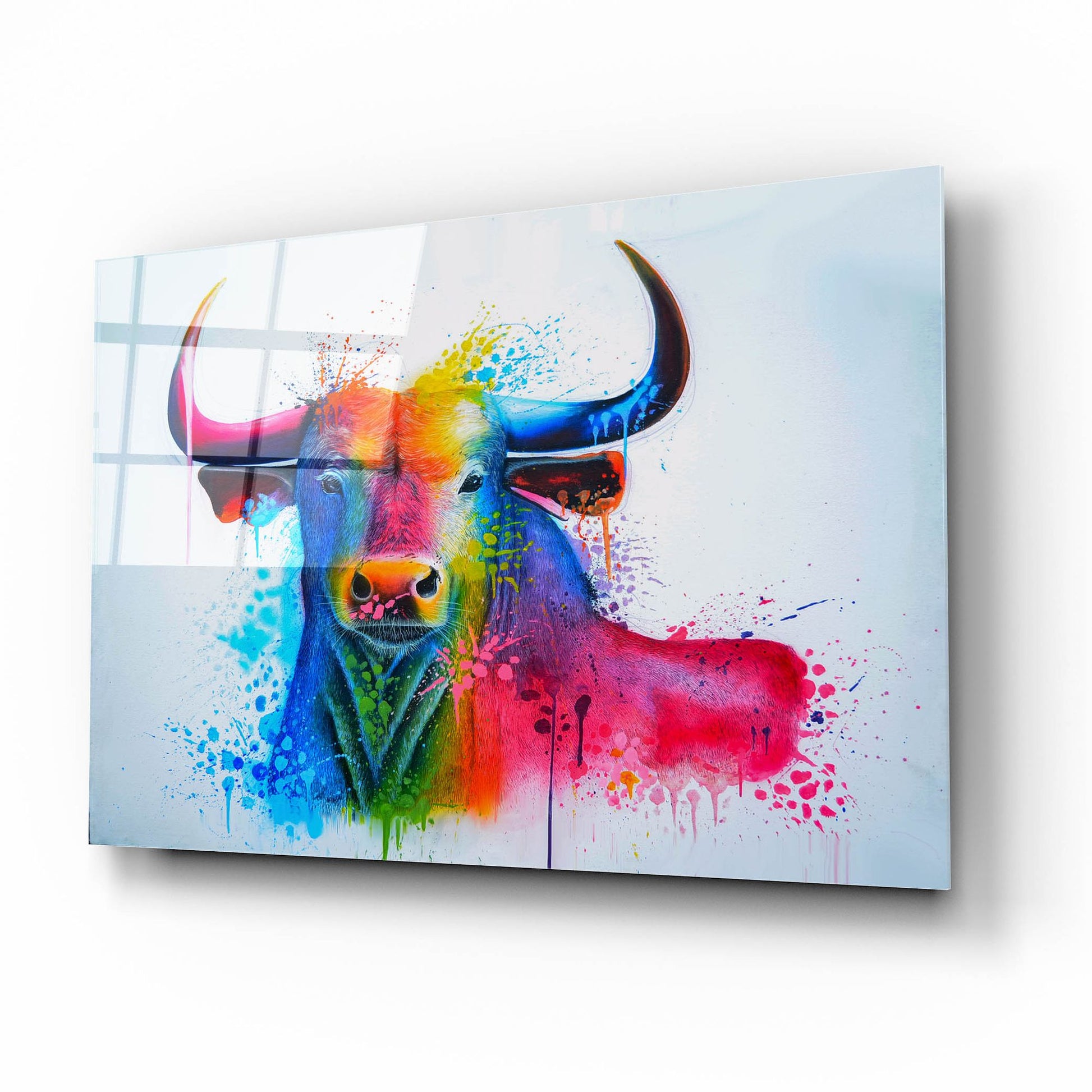 Epic Art 'Bull Splash Colors' by Ivan Negrete, Acrylic Glass Wall Art,16x12