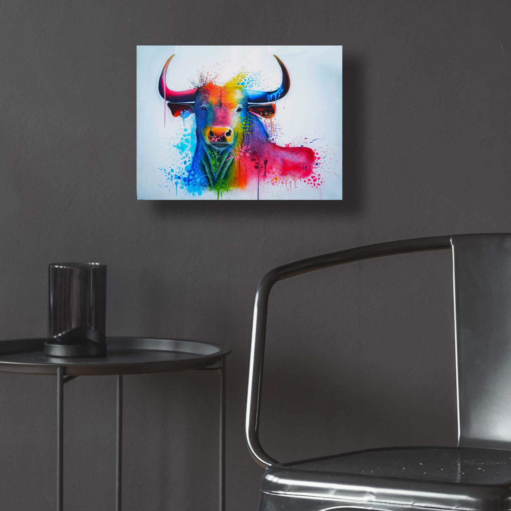 Epic Art 'Bull Splash Colors' by Ivan Negrete, Acrylic Glass Wall Art,16x12