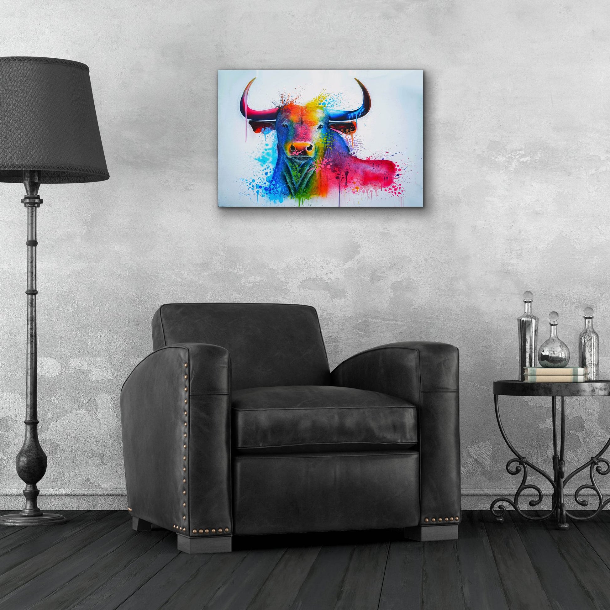 Epic Art 'Bull Splash Colors' by Ivan Negrete, Acrylic Glass Wall Art,24x16