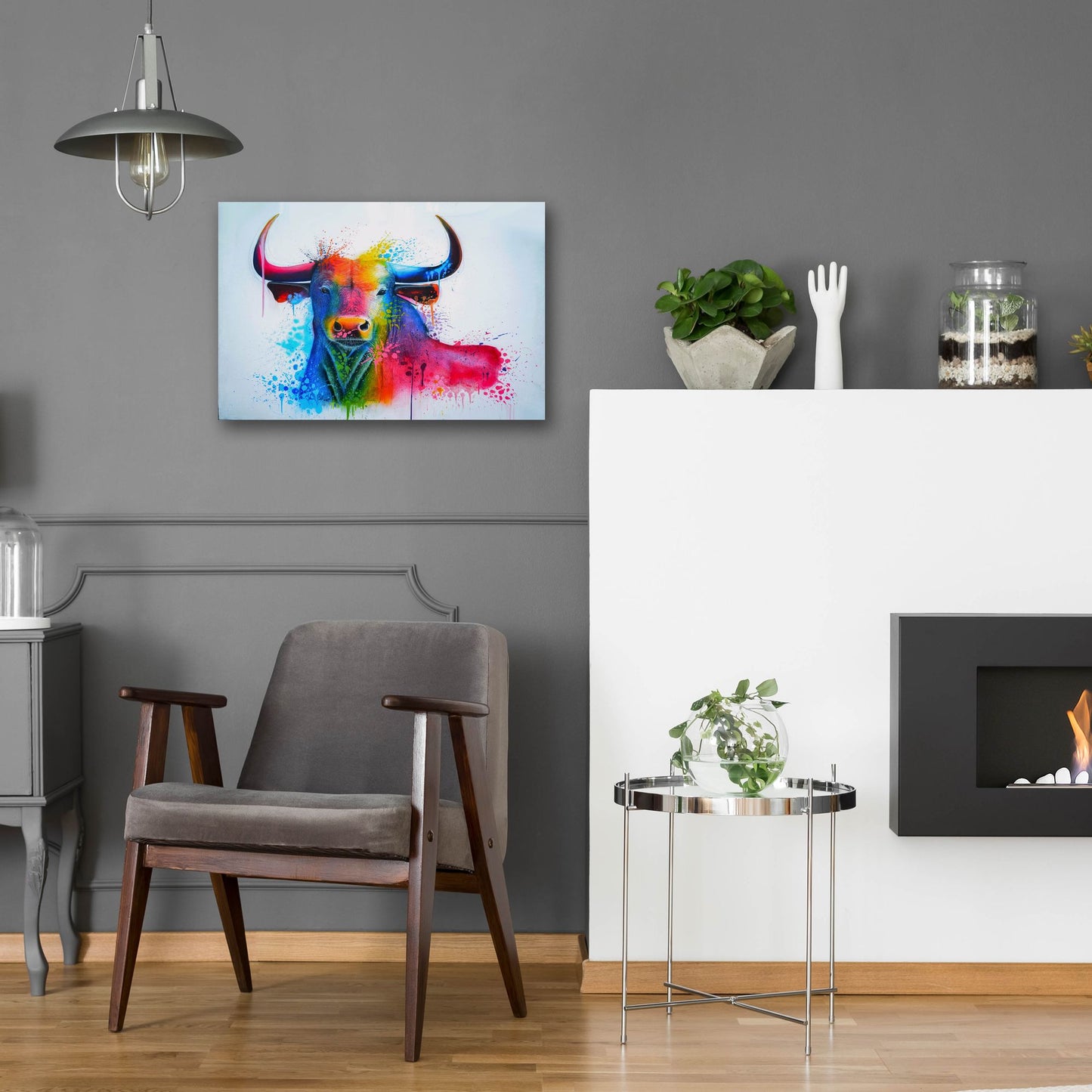 Epic Art 'Bull Splash Colors' by Ivan Negrete, Acrylic Glass Wall Art,24x16