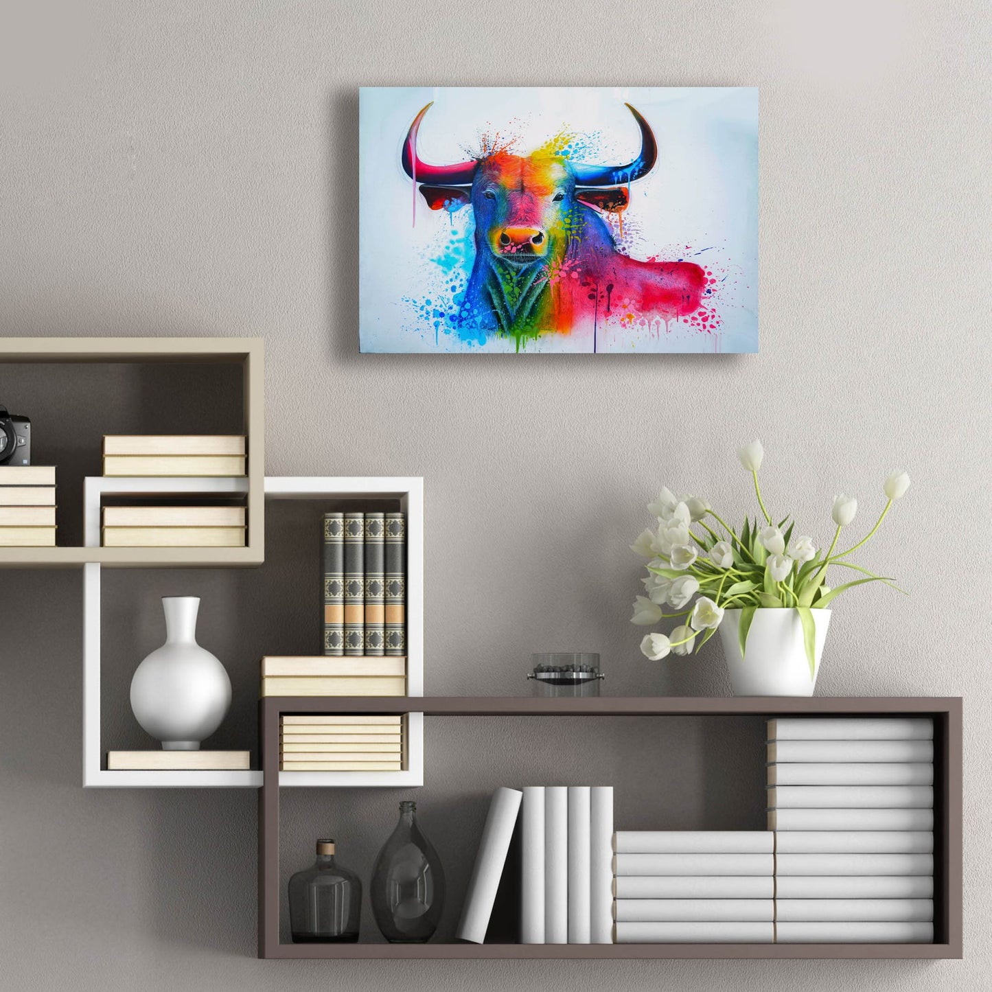 Epic Art 'Bull Splash Colors' by Ivan Negrete, Acrylic Glass Wall Art,24x16