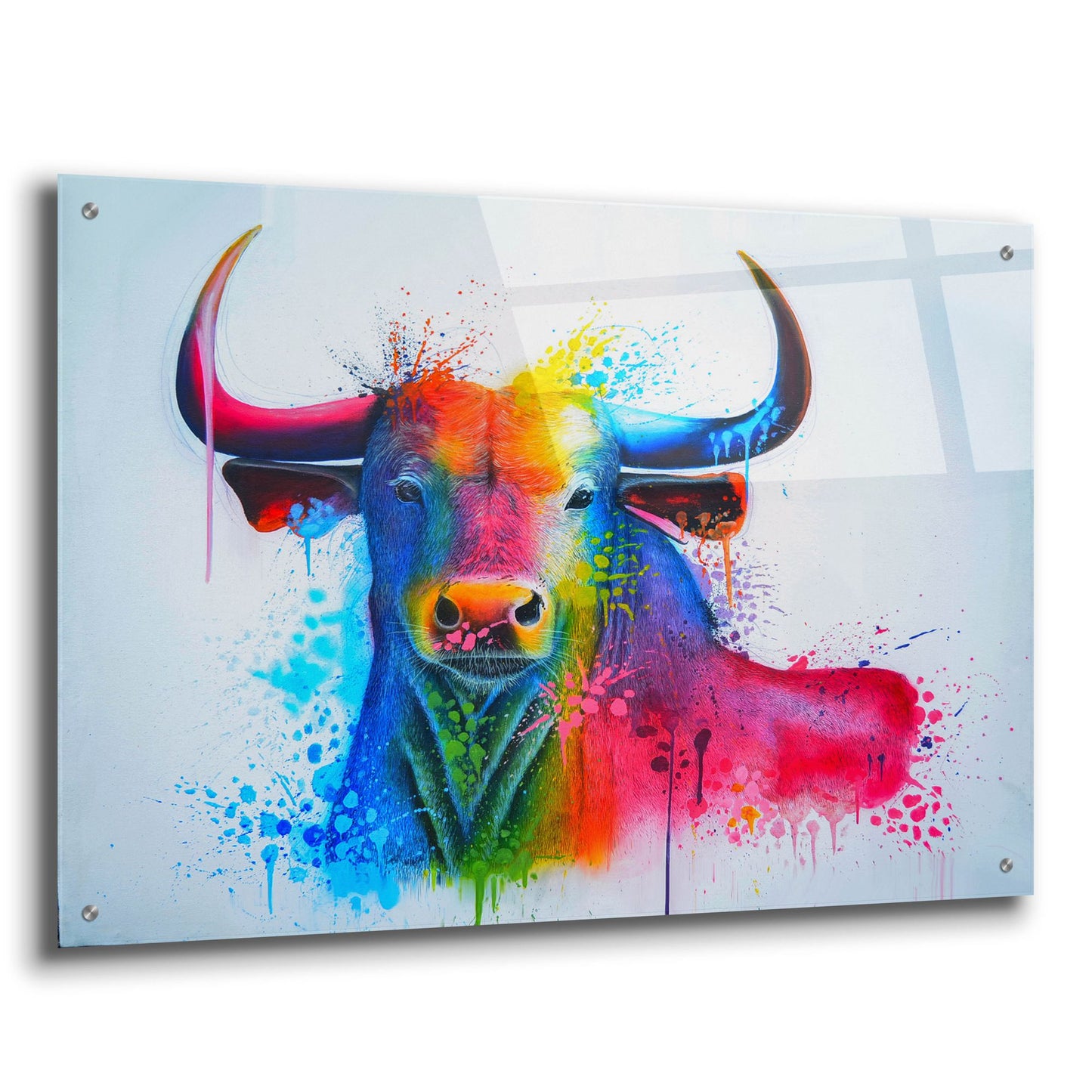 Epic Art 'Bull Splash Colors' by Ivan Negrete, Acrylic Glass Wall Art,36x24