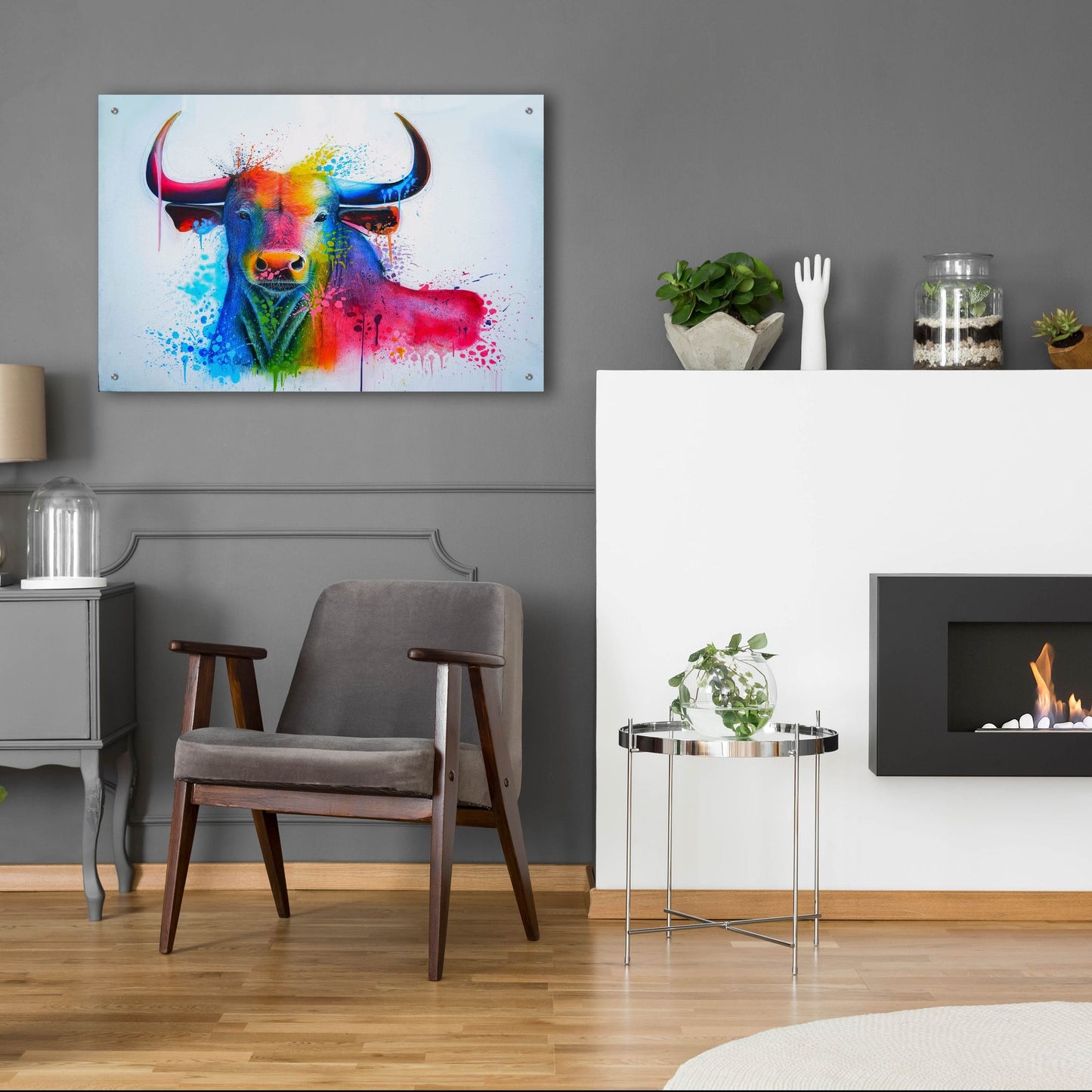 Epic Art 'Bull Splash Colors' by Ivan Negrete, Acrylic Glass Wall Art,36x24