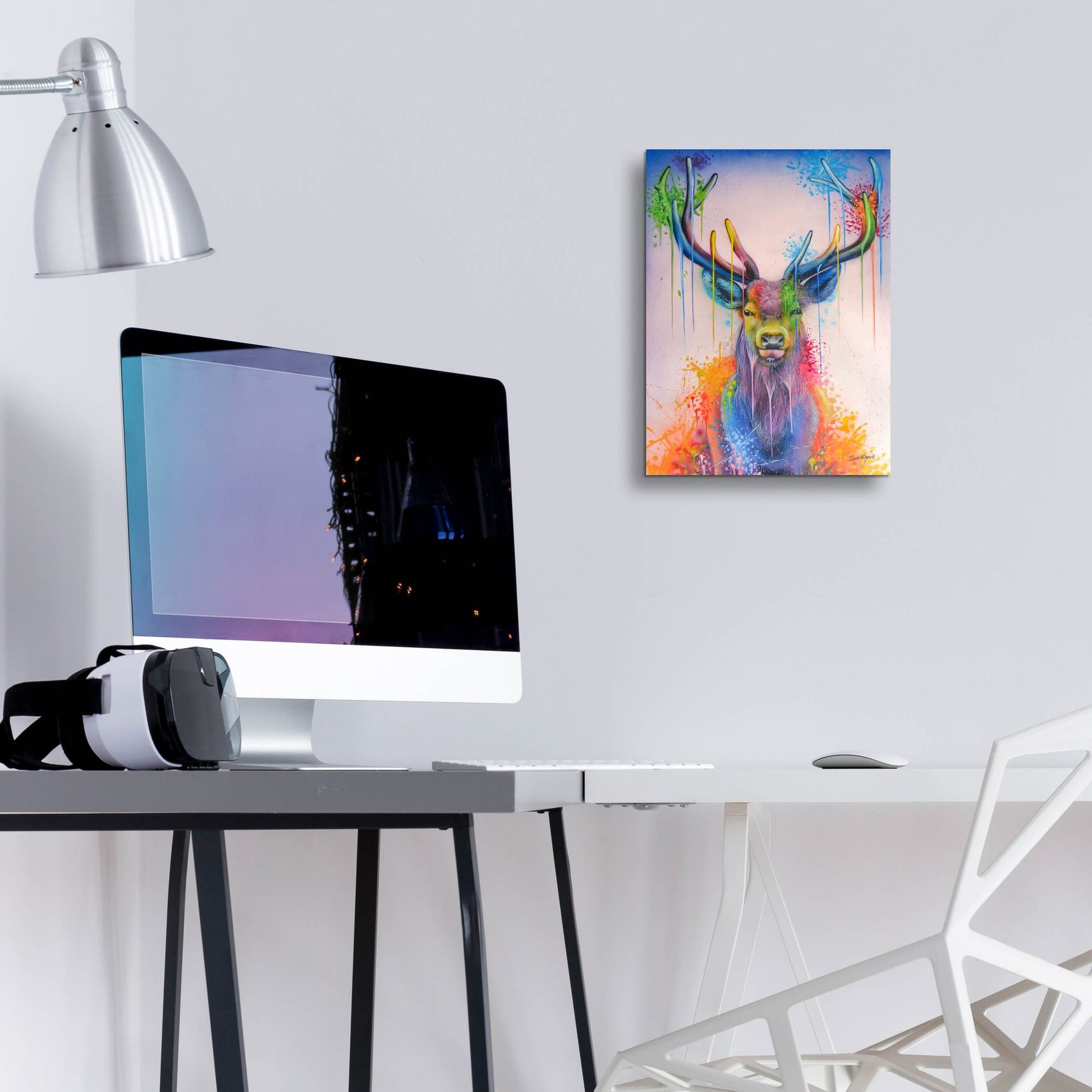 Epic Art 'Deer Splash Colors' by Ivan Negrete, Acrylic Glass Wall Art,12x16