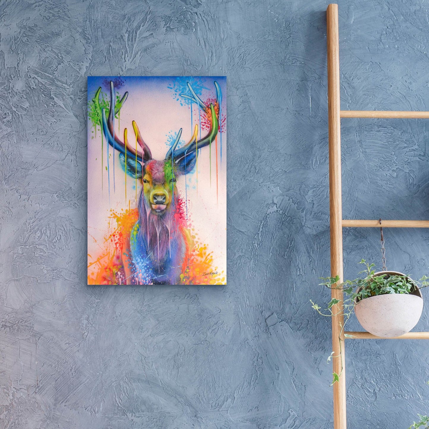 Epic Art 'Deer Splash Colors' by Ivan Negrete, Acrylic Glass Wall Art,16x24
