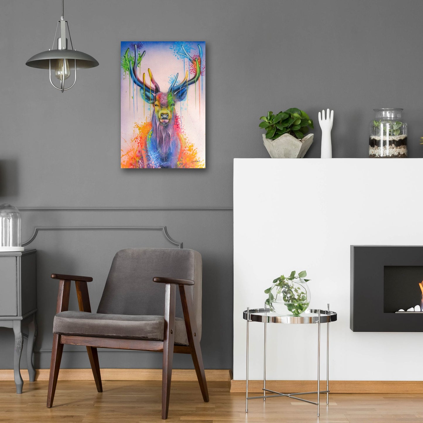 Epic Art 'Deer Splash Colors' by Ivan Negrete, Acrylic Glass Wall Art,16x24