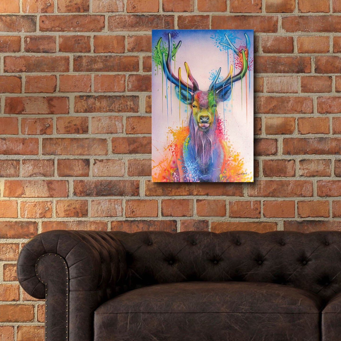 Epic Art 'Deer Splash Colors' by Ivan Negrete, Acrylic Glass Wall Art,16x24