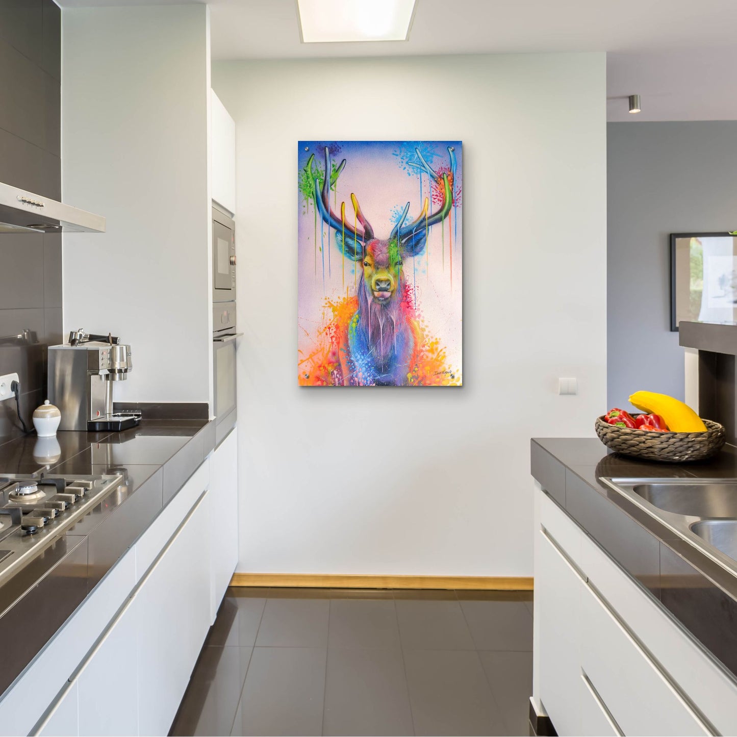 Epic Art 'Deer Splash Colors' by Ivan Negrete, Acrylic Glass Wall Art,24x36