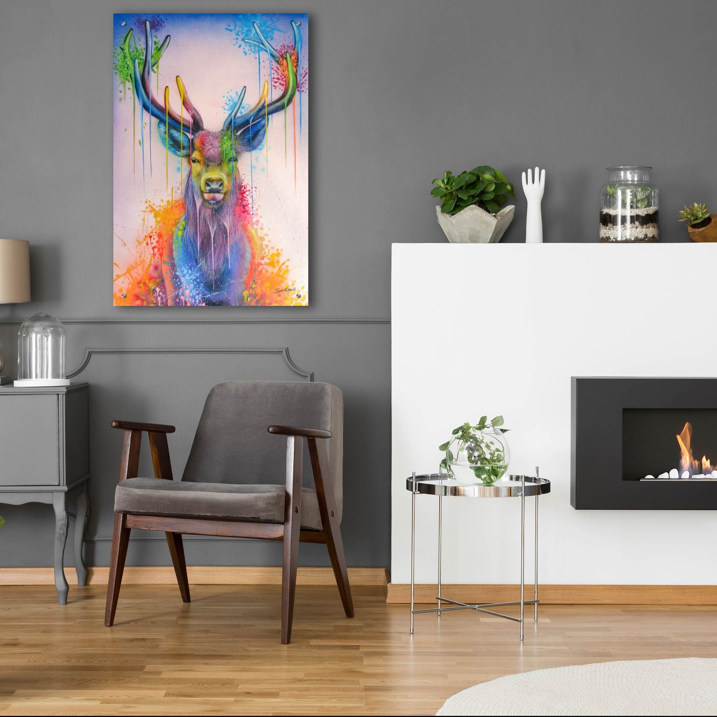 Epic Art 'Deer Splash Colors' by Ivan Negrete, Acrylic Glass Wall Art,24x36