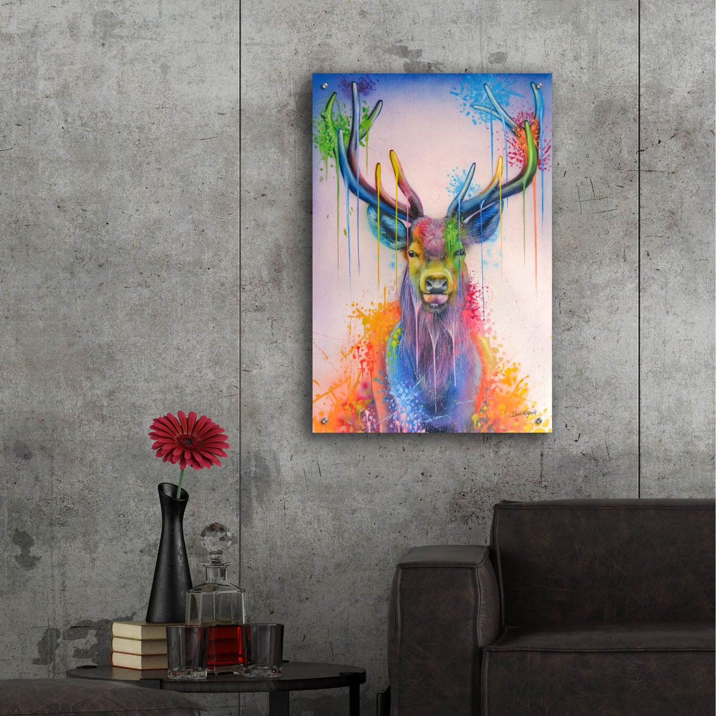 Epic Art 'Deer Splash Colors' by Ivan Negrete, Acrylic Glass Wall Art,24x36