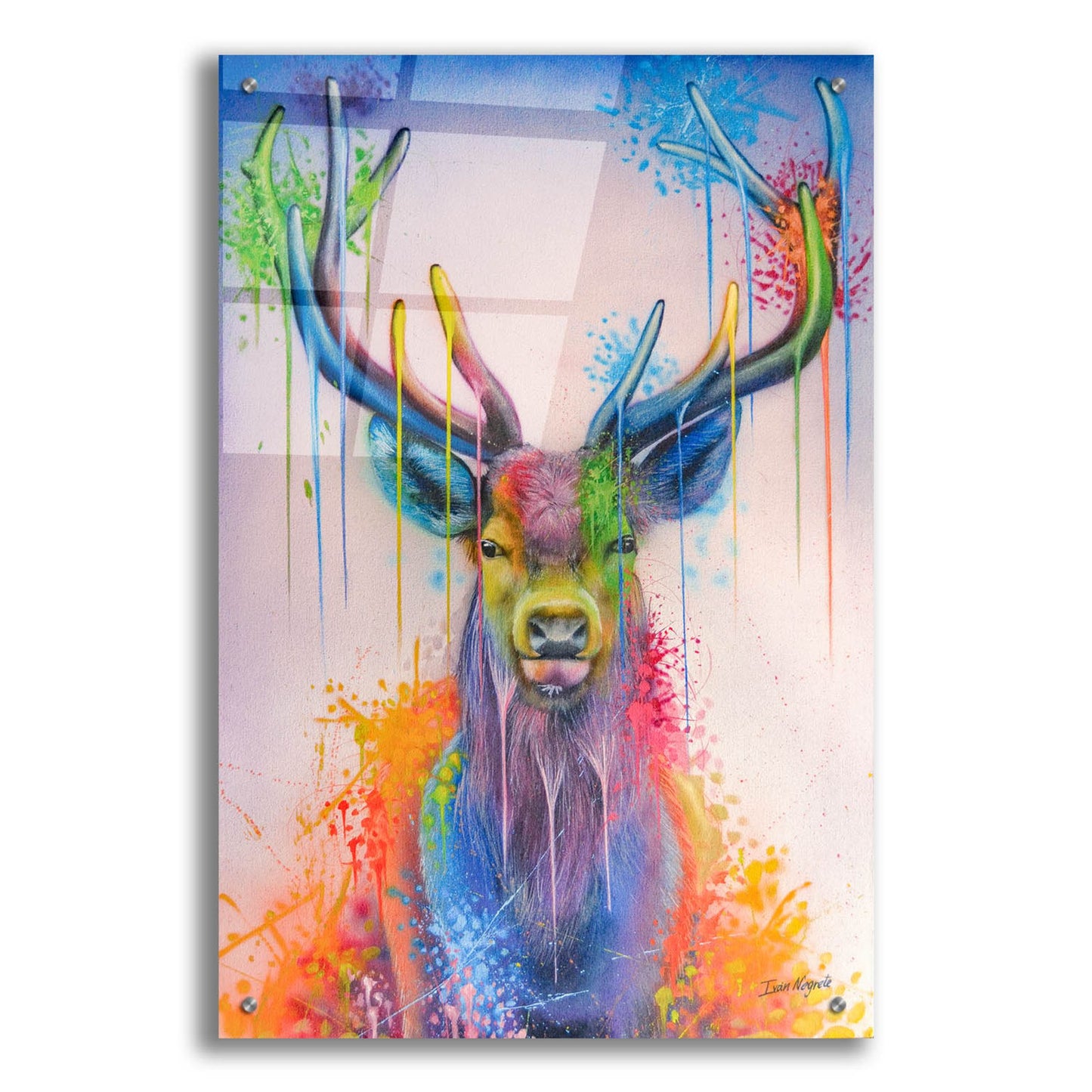 Epic Art 'Deer Splash Colors' by Ivan Negrete, Acrylic Glass Wall Art,24x36