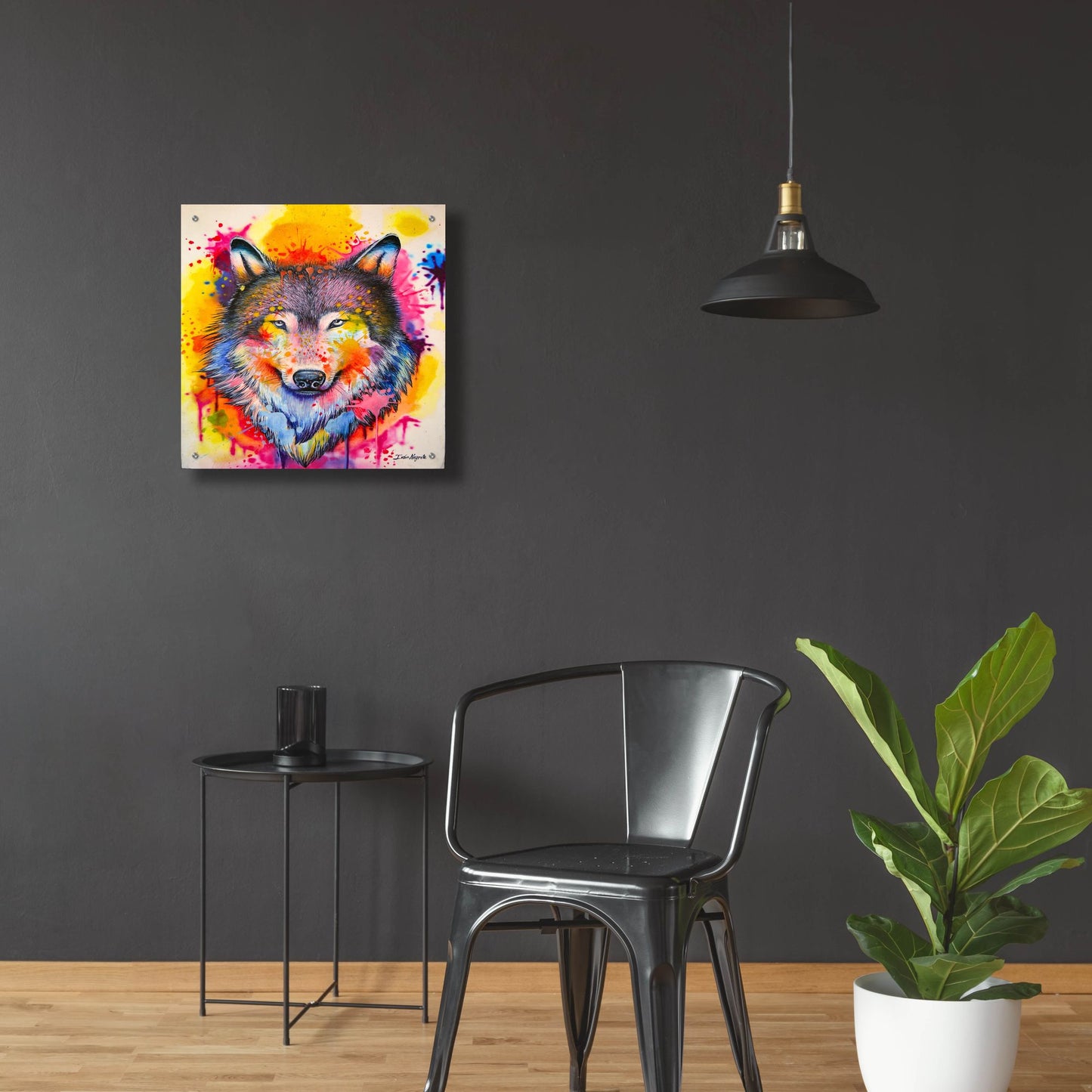 Epic Art 'Wolf Splash Colors' by Ivan Negrete, Acrylic Glass Wall Art,24x24