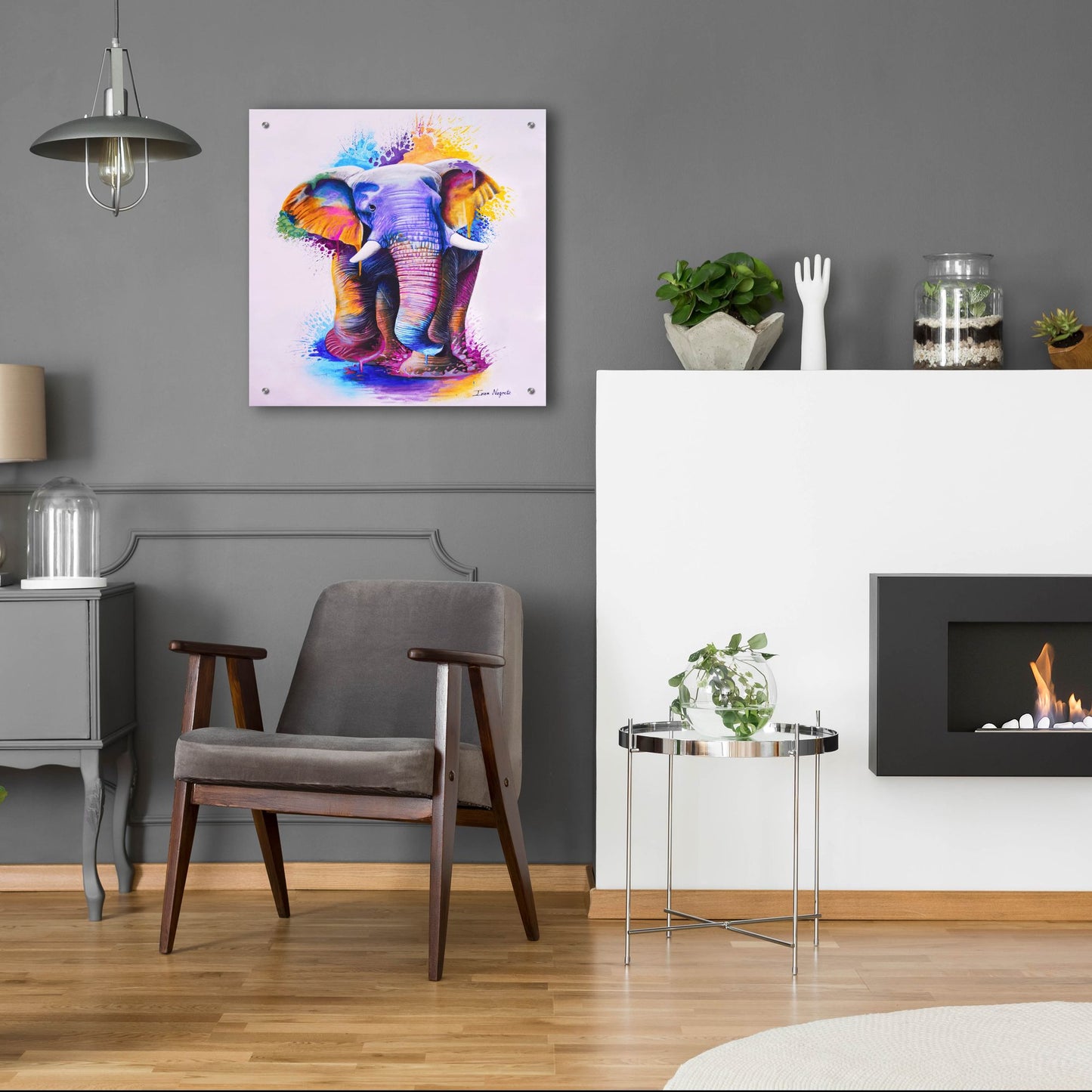 Epic Art 'Elephant Splash Colors' by Ivan Negrete, Acrylic Glass Wall Art,24x24