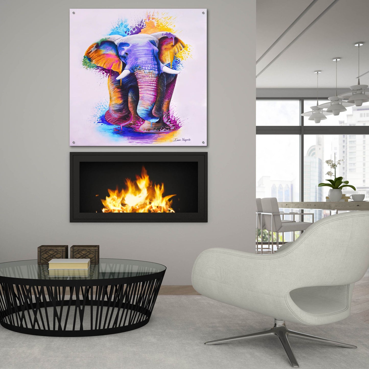 Epic Art 'Elephant Splash Colors' by Ivan Negrete, Acrylic Glass Wall Art,36x36