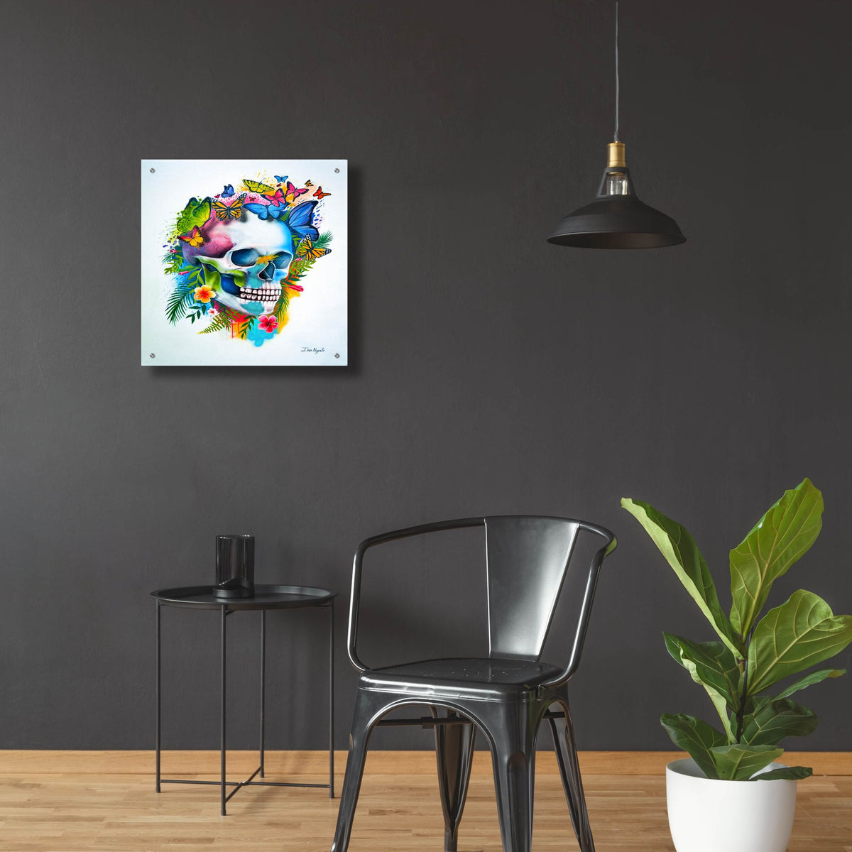 Epic Art 'Tropical Skull Splash' by Ivan Negrete, Acrylic Glass Wall Art,24x24