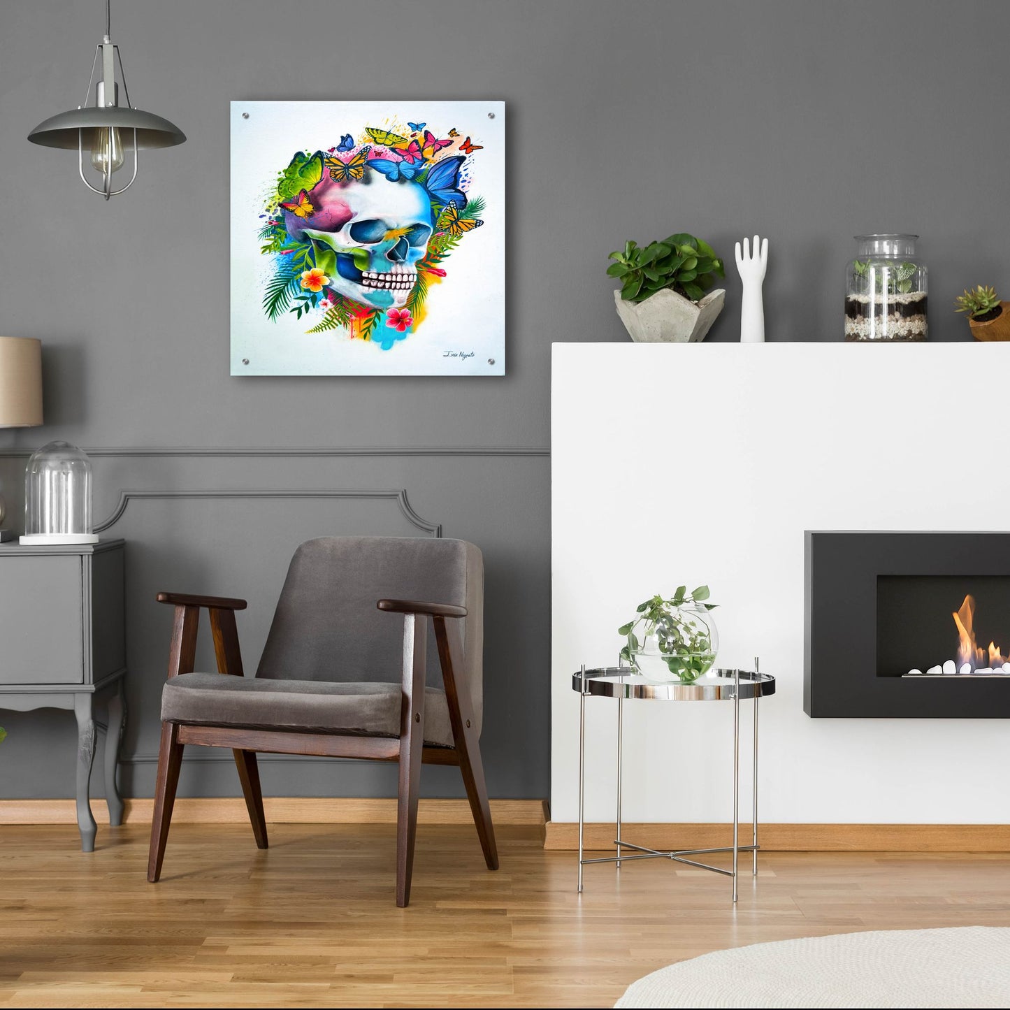 Epic Art 'Tropical Skull Splash' by Ivan Negrete, Acrylic Glass Wall Art,24x24