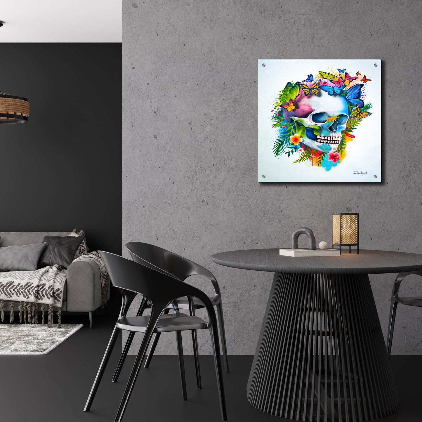 Epic Art 'Tropical Skull Splash' by Ivan Negrete, Acrylic Glass Wall Art,24x24