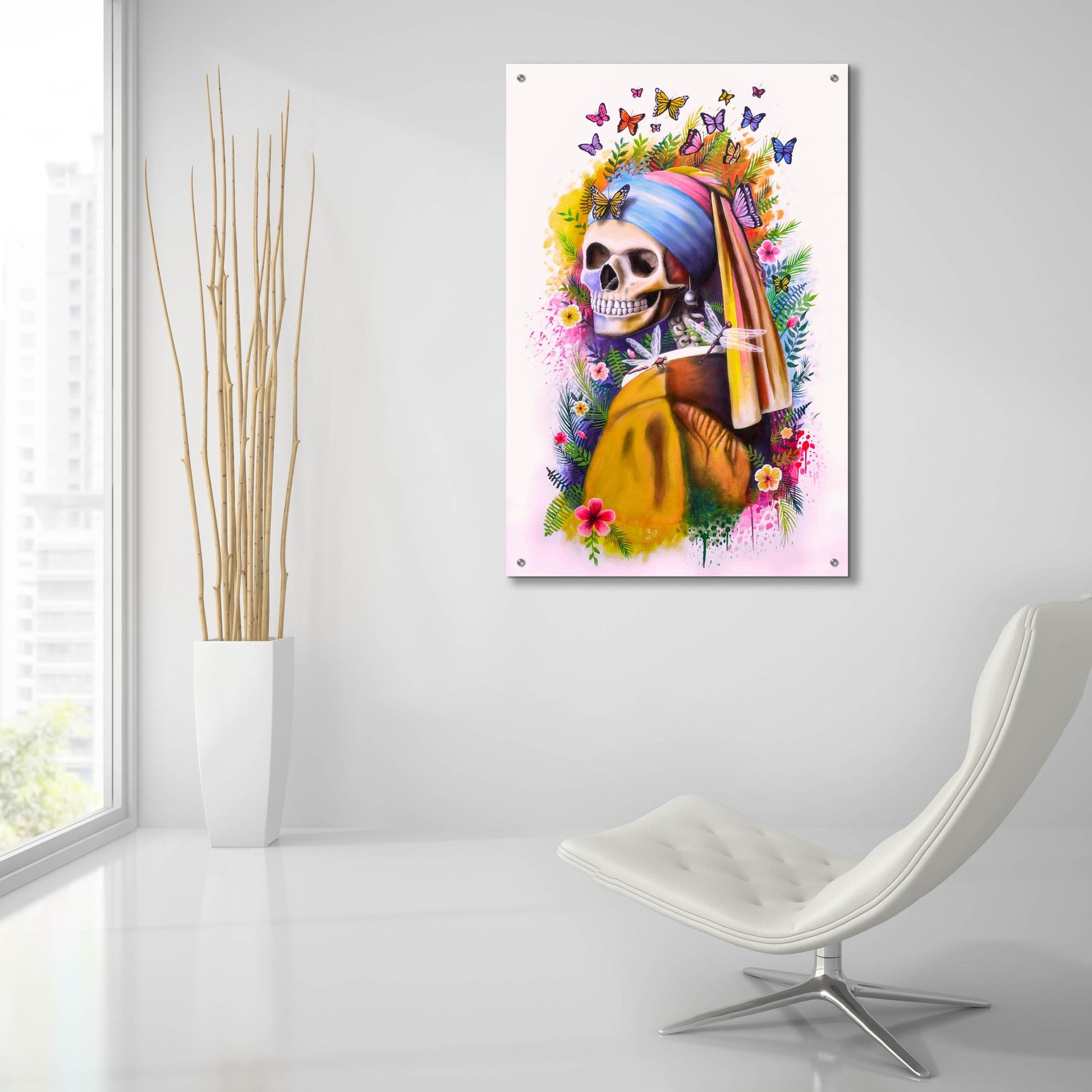 Epic Art 'Girl with Pearl Earring Bones' by Ivan Negrete, Acrylic Glass Wall Art,24x36