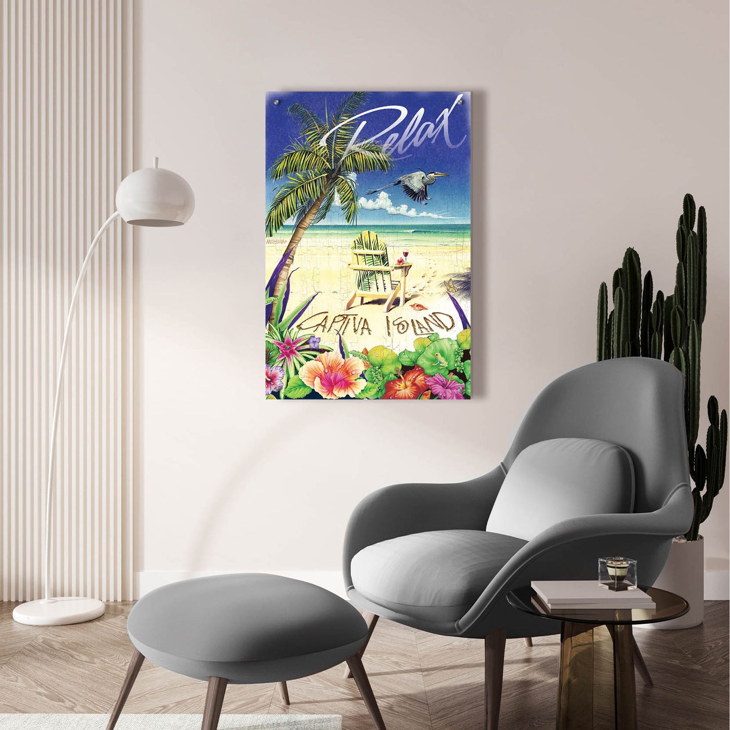 Epic Art 'Relax Palm Chair' by James and Kathleen Mazzotta, Acrylic Glass Wall Art,24x36