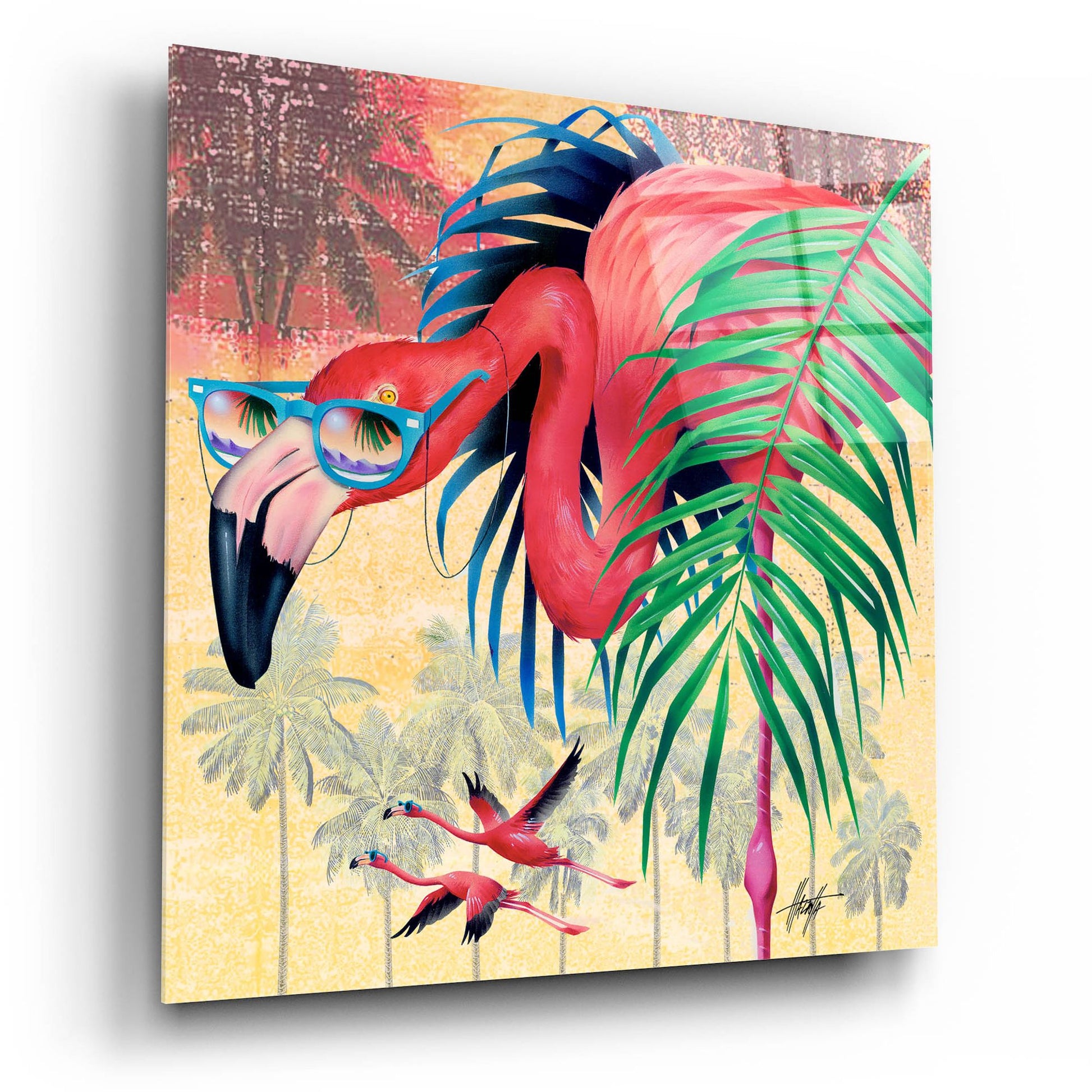 Epic Art 'Cool Flamingoes' by James Mazzotta, Acrylic Glass Wall Art,12x12