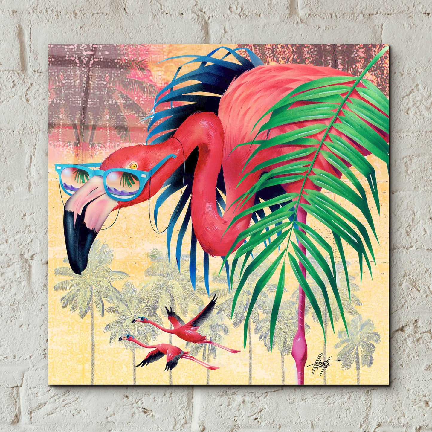 Epic Art 'Cool Flamingoes' by James Mazzotta, Acrylic Glass Wall Art,12x12