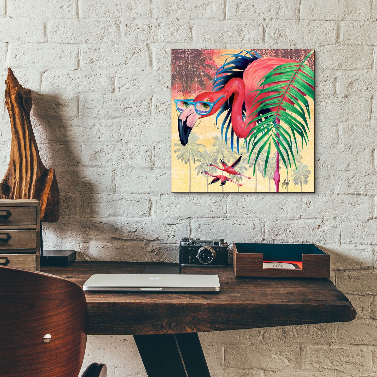 Epic Art 'Cool Flamingoes' by James Mazzotta, Acrylic Glass Wall Art,12x12