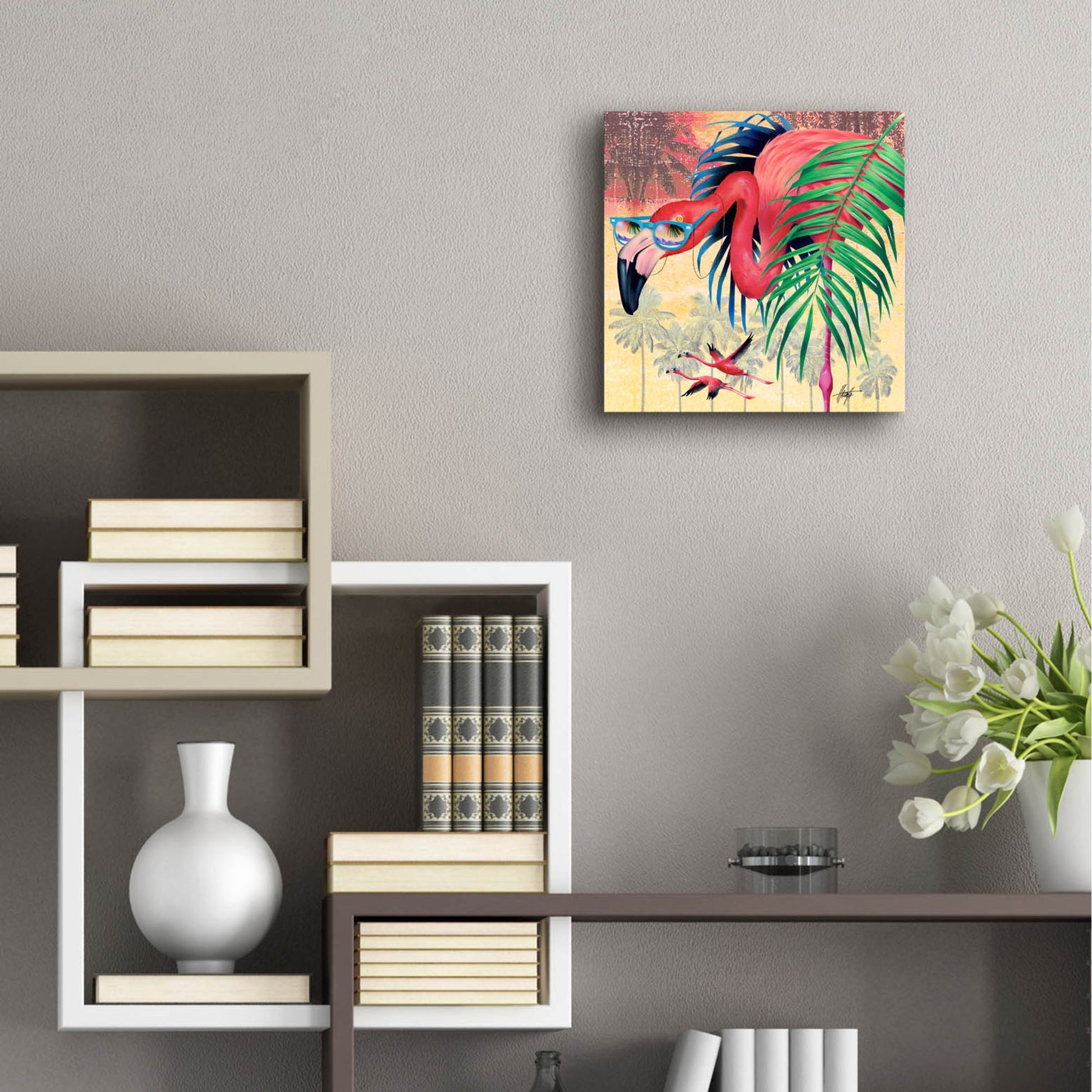 Epic Art 'Cool Flamingoes' by James Mazzotta, Acrylic Glass Wall Art,12x12