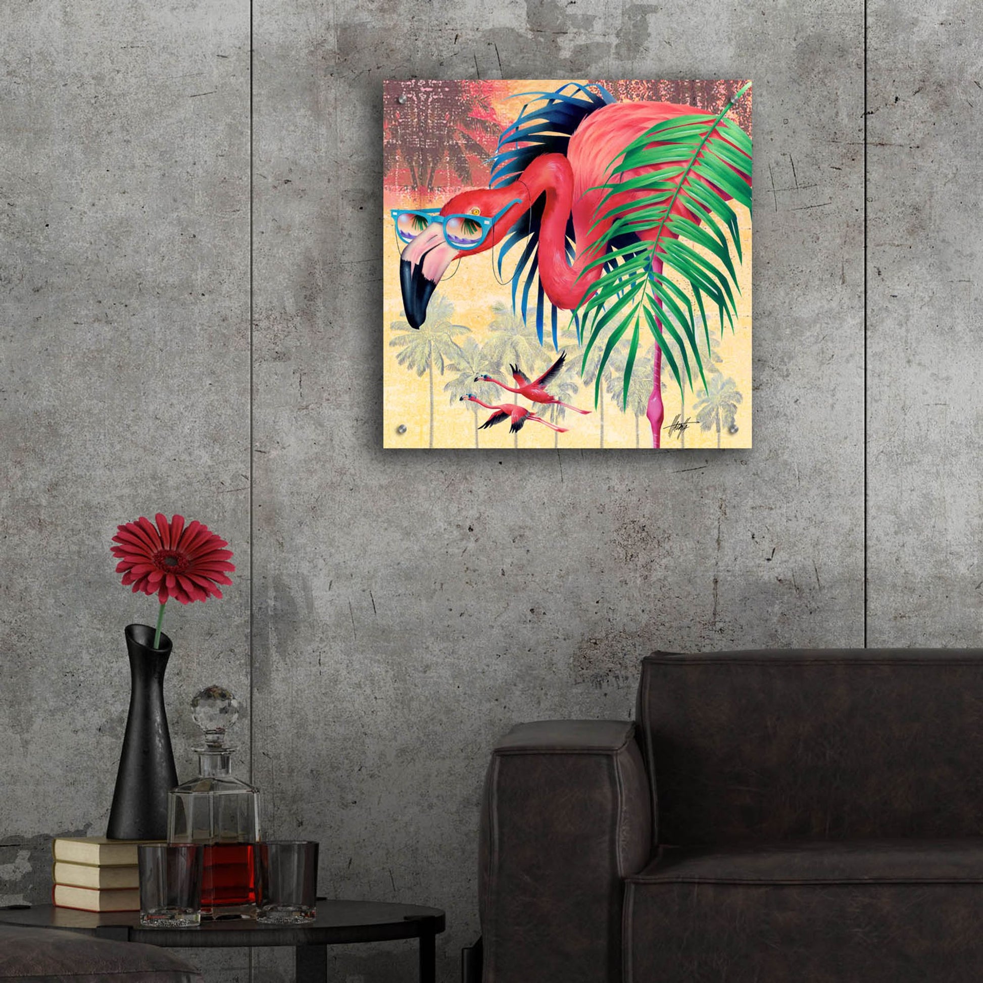 Epic Art 'Cool Flamingoes' by James Mazzotta, Acrylic Glass Wall Art,24x24