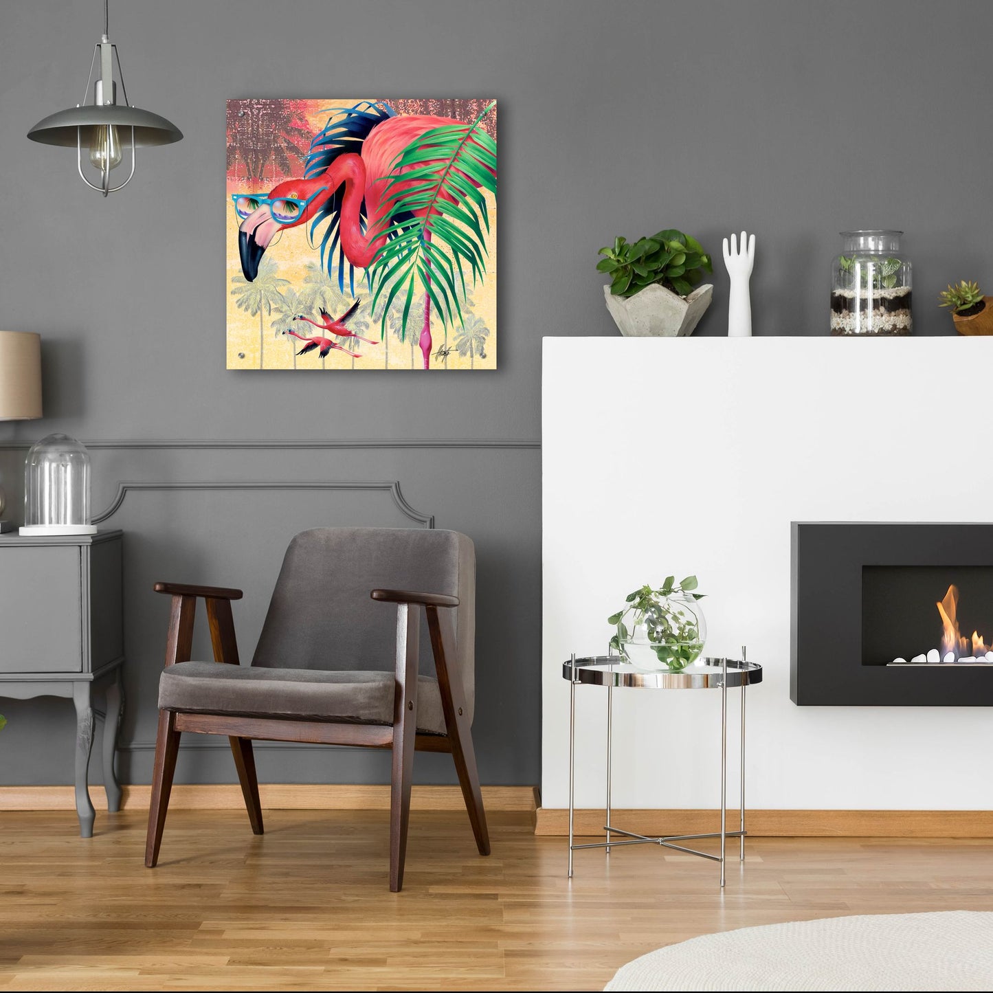 Epic Art 'Cool Flamingoes' by James Mazzotta, Acrylic Glass Wall Art,24x24