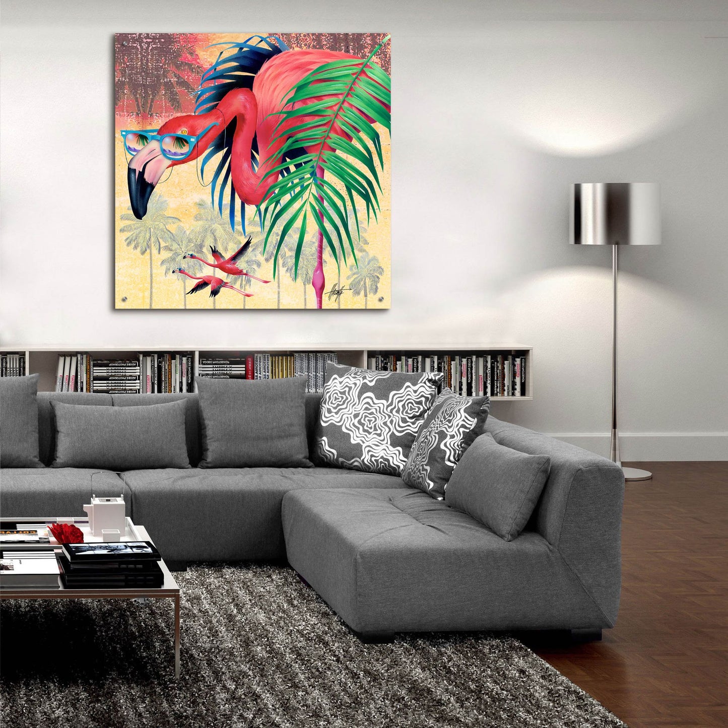 Epic Art 'Cool Flamingoes' by James Mazzotta, Acrylic Glass Wall Art,36x36