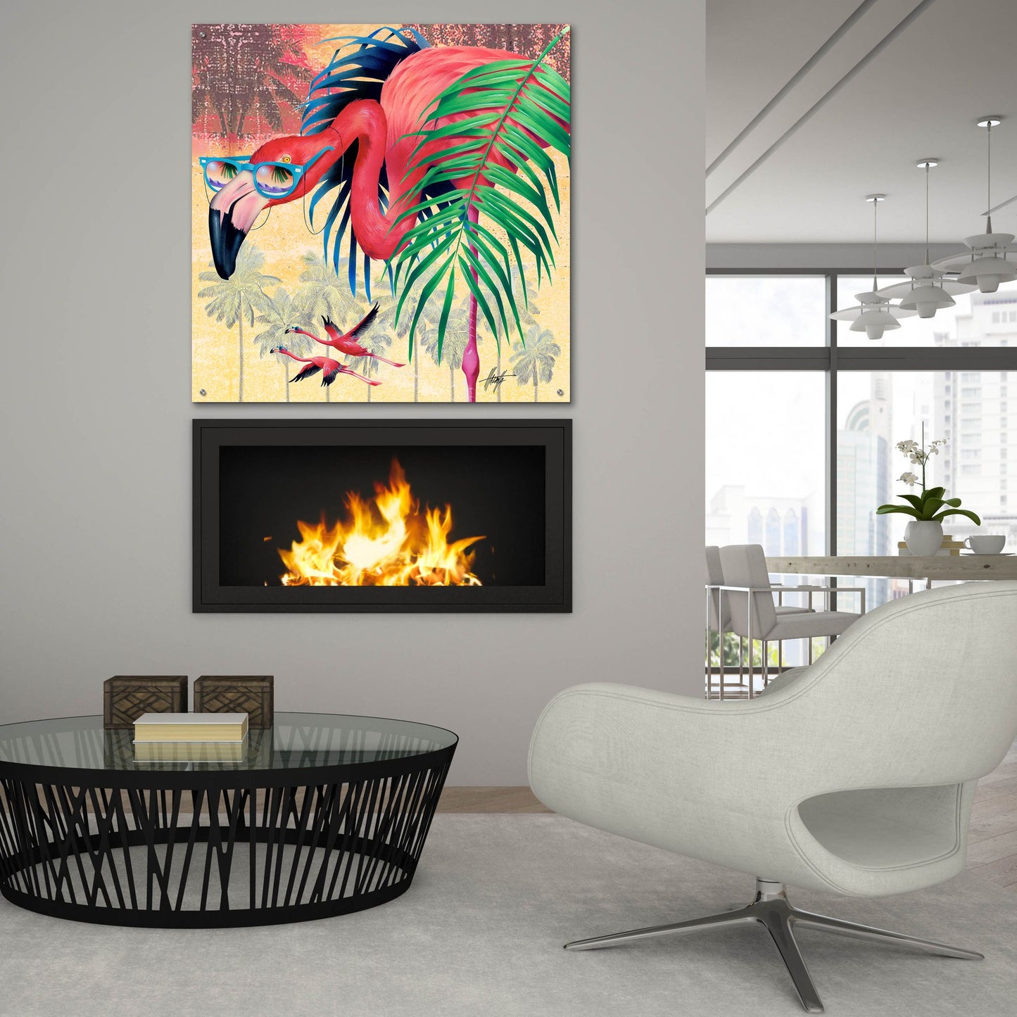 Epic Art 'Cool Flamingoes' by James Mazzotta, Acrylic Glass Wall Art,36x36