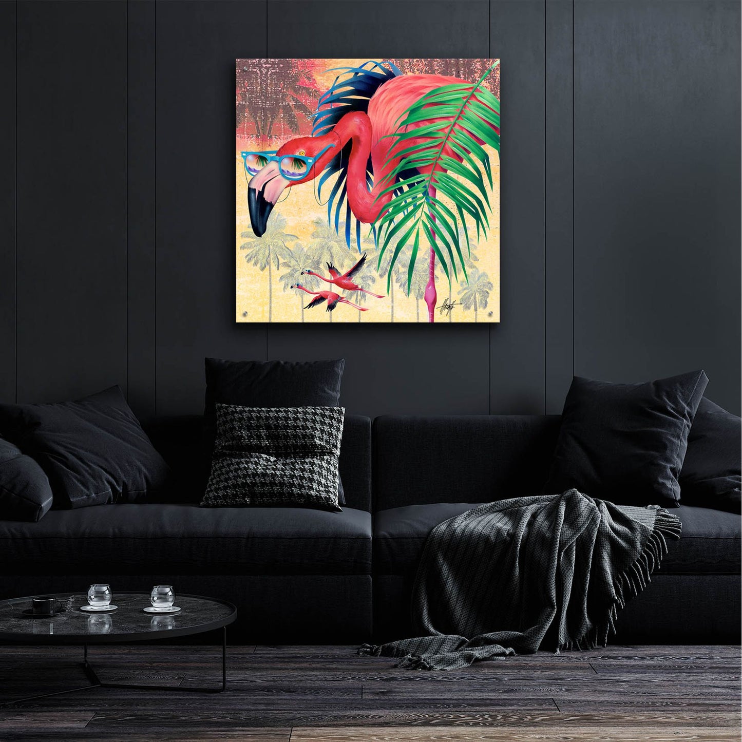 Epic Art 'Cool Flamingoes' by James Mazzotta, Acrylic Glass Wall Art,36x36