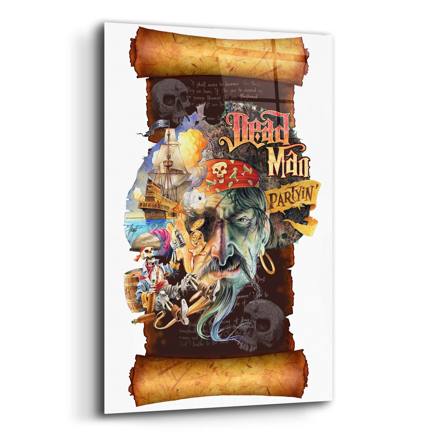 Epic Art 'Dead Man Partyin Scroll' by James Mazzotta, Acrylic Glass Wall Art,12x16