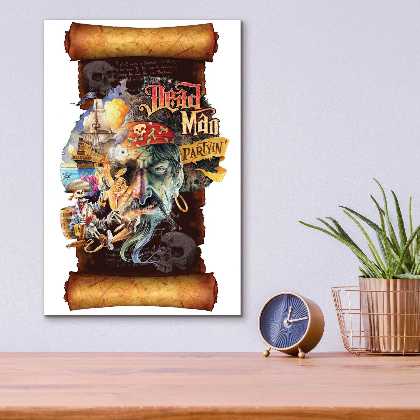 Epic Art 'Dead Man Partyin Scroll' by James Mazzotta, Acrylic Glass Wall Art,12x16