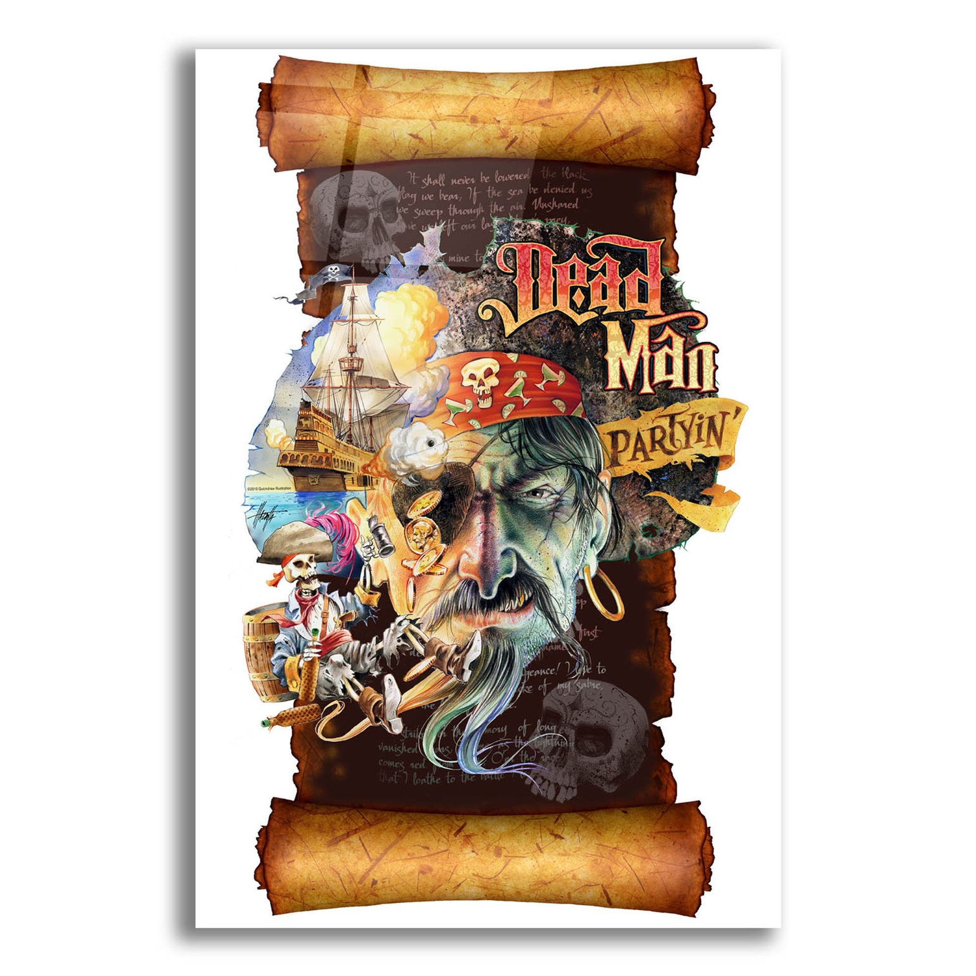 Epic Art 'Dead Man Partyin Scroll' by James Mazzotta, Acrylic Glass Wall Art,12x16