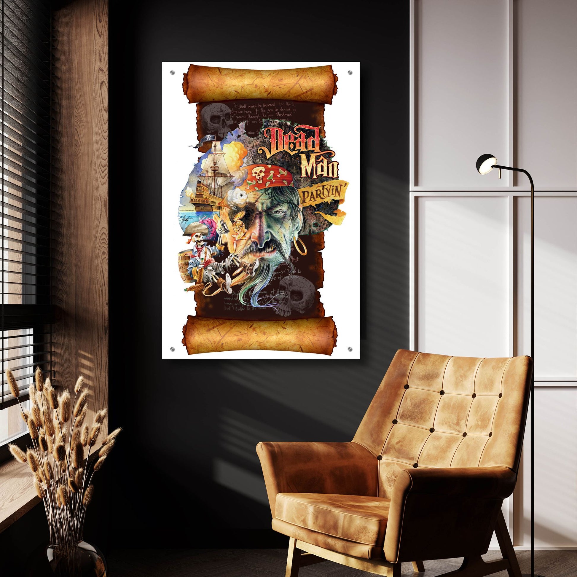 Epic Art 'Dead Man Partyin Scroll' by James Mazzotta, Acrylic Glass Wall Art,24x36