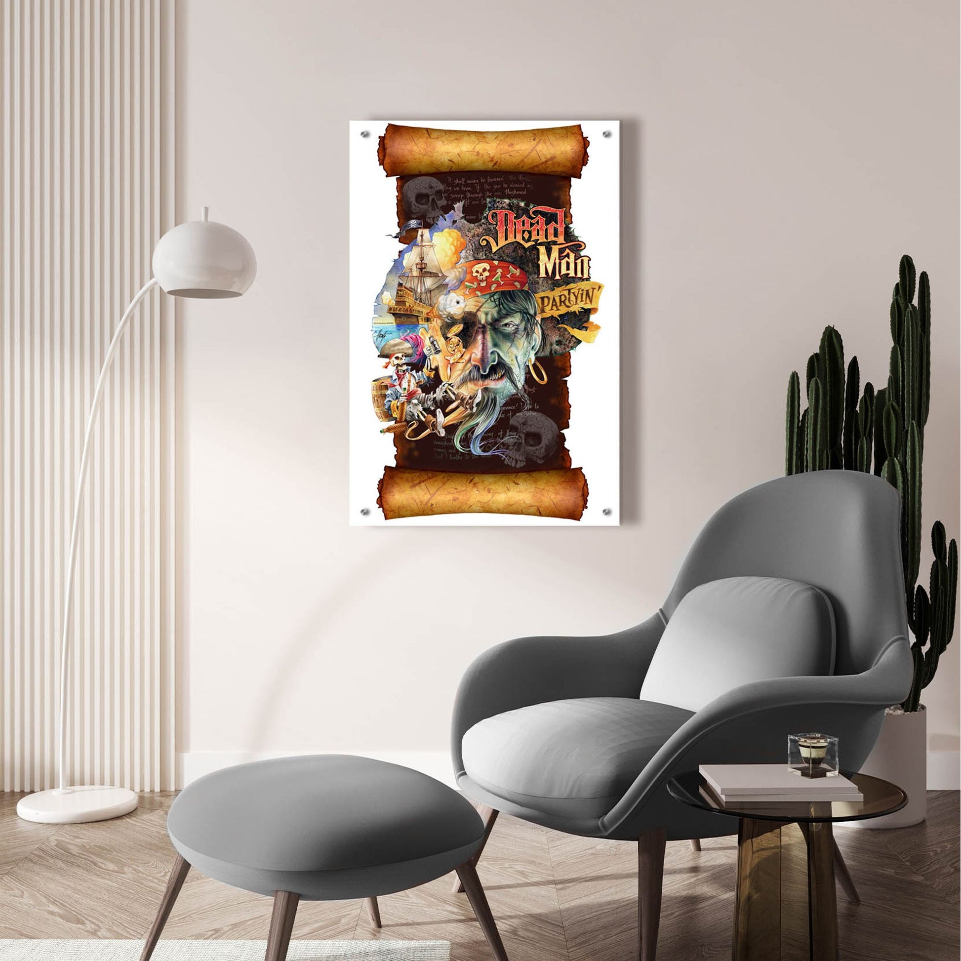 Epic Art 'Dead Man Partyin Scroll' by James Mazzotta, Acrylic Glass Wall Art,24x36