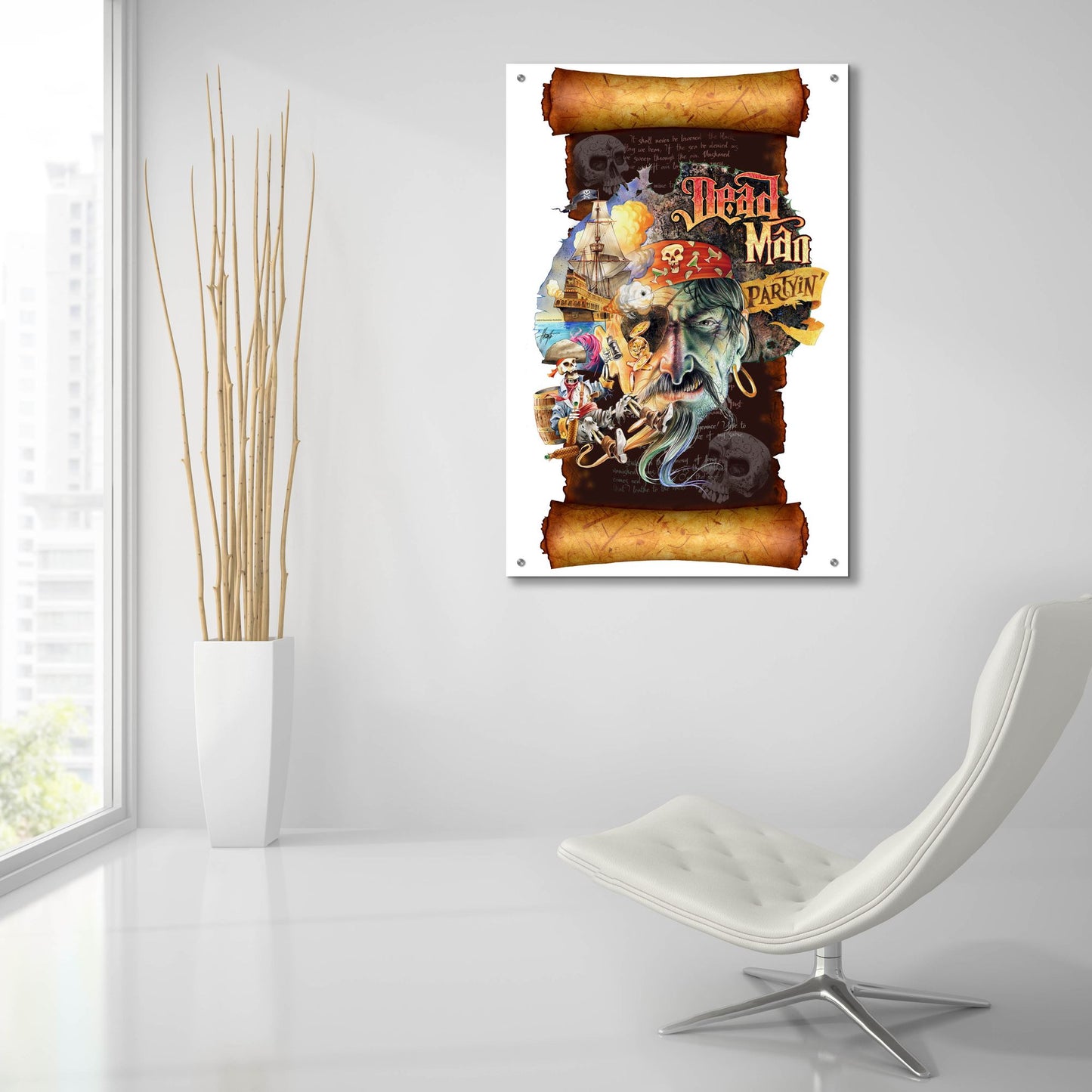 Epic Art 'Dead Man Partyin Scroll' by James Mazzotta, Acrylic Glass Wall Art,24x36