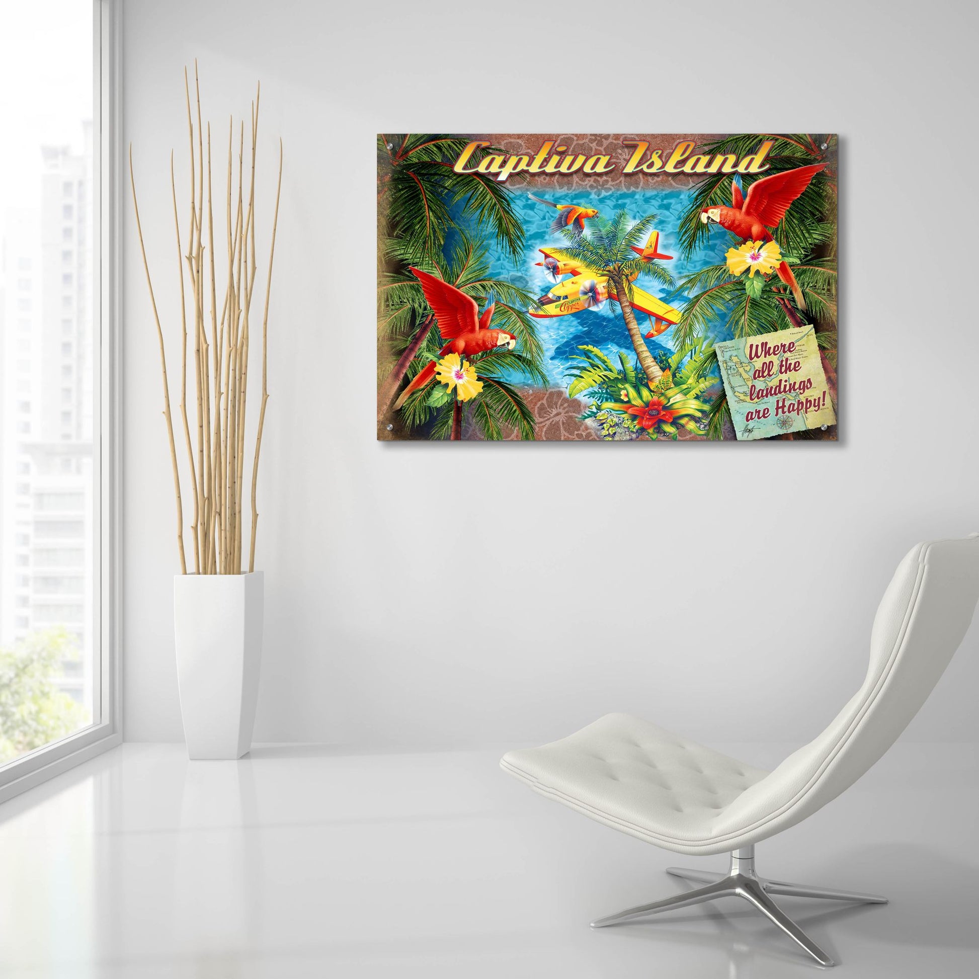 Epic Art 'Parrot Palm Clipper' by James Mazzotta, Acrylic Glass Wall Art,36x24