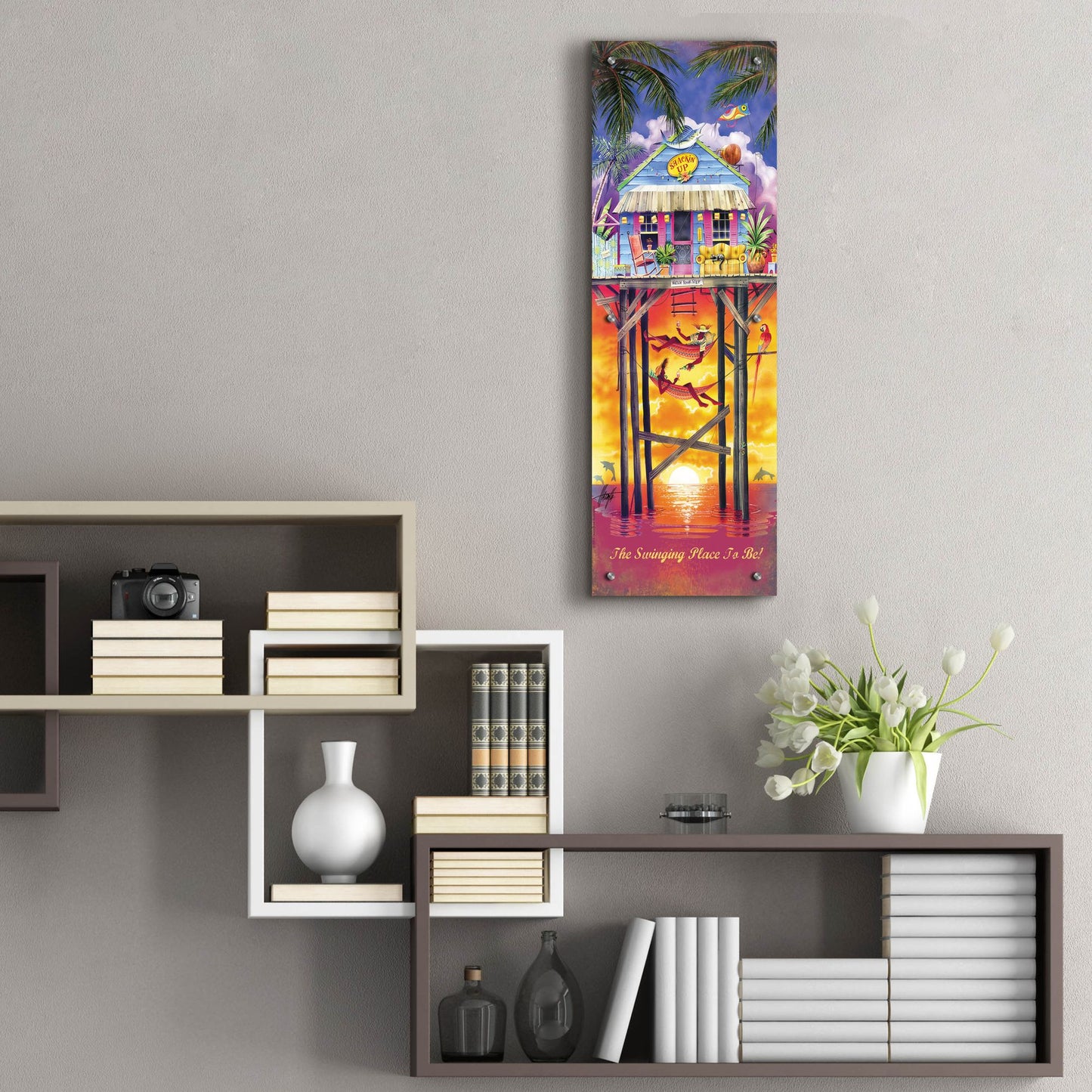 Epic Art 'Shackin Up' by James Mazzotta, Acrylic Glass Wall Art,12x36