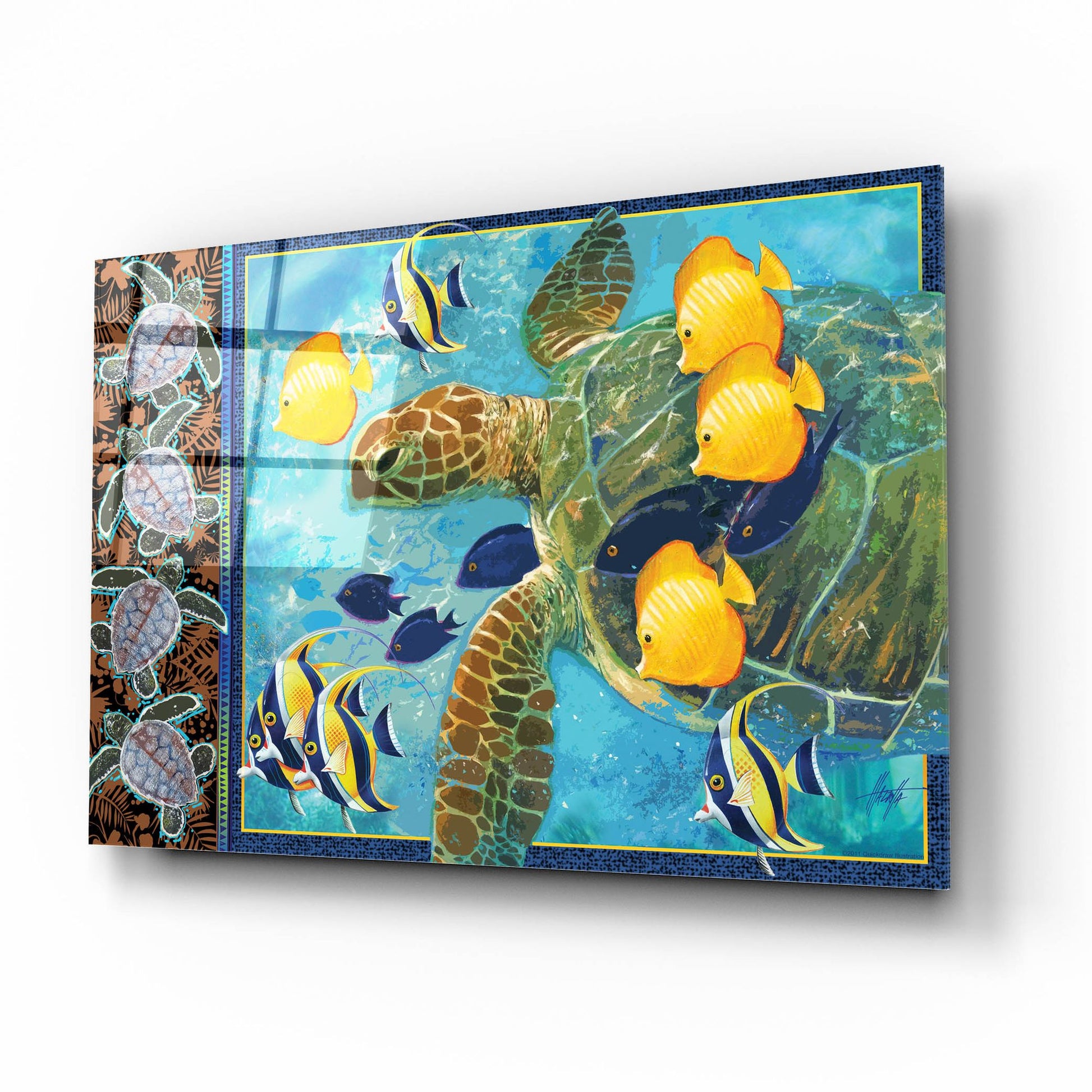 Epic Art 'Turtle Hatchlings' by James Mazzotta, Acrylic Glass Wall Art,16x12